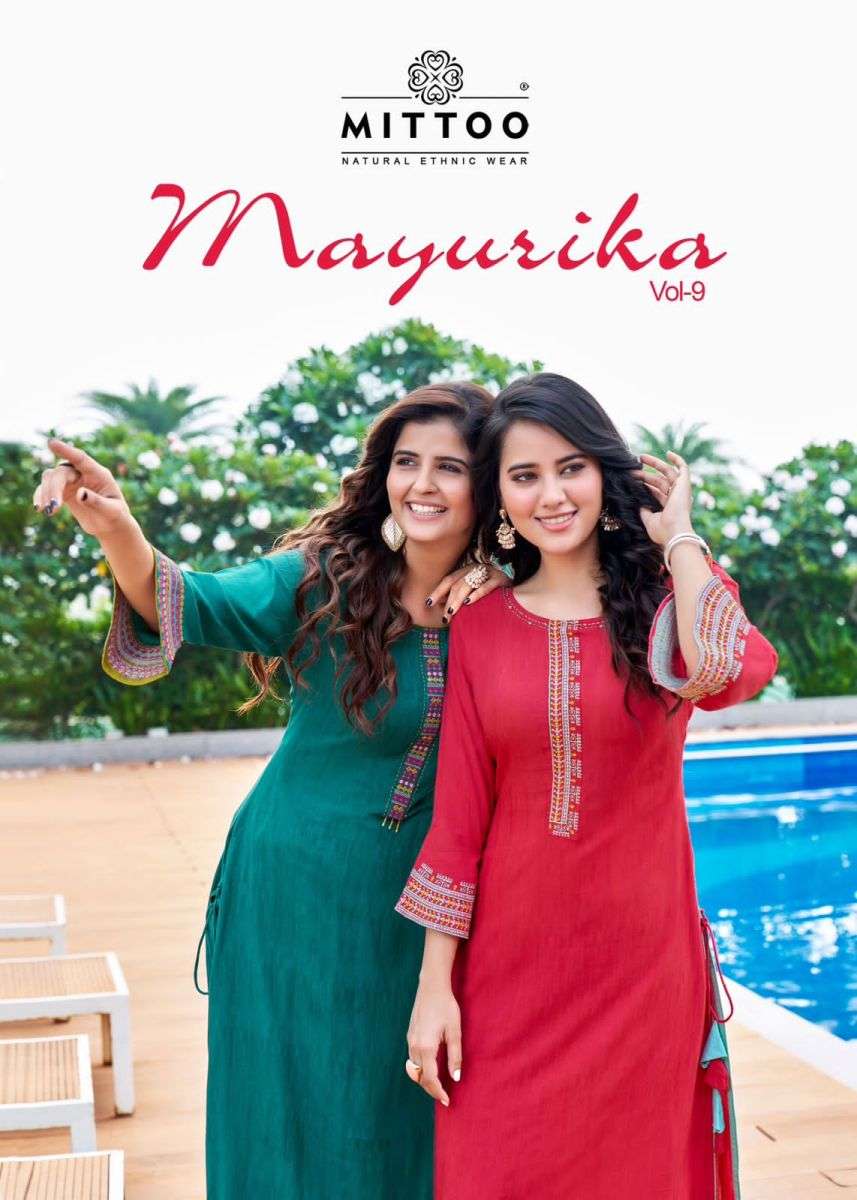 MITTO MAYURIKA VOL 9 RAYON HAND WORK KURTI SUPPLIER IN BEST PRICE 