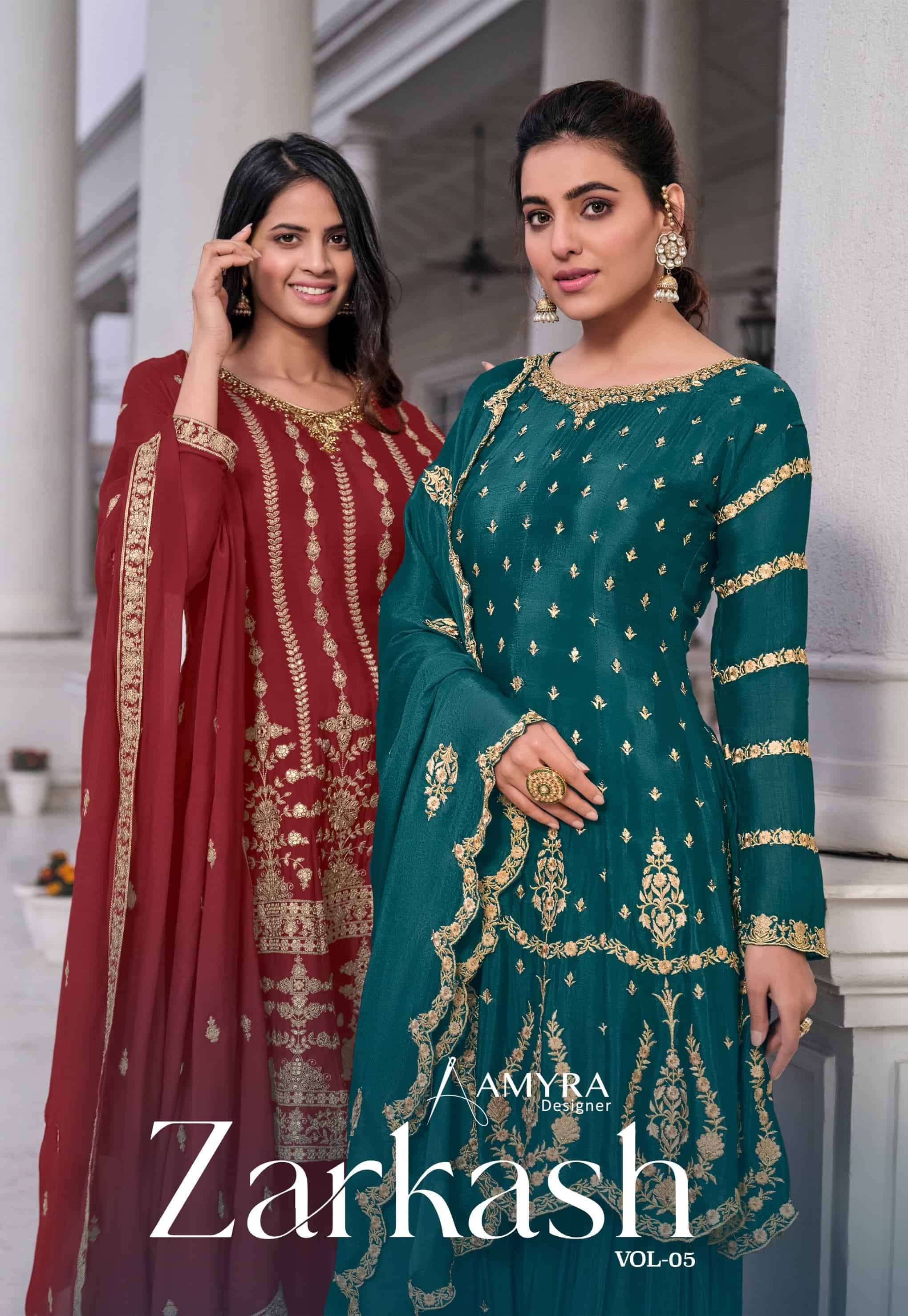 AMYRA DESIGNER ZARKASH VOL 5 PLAZOO READYMADE DRESS COLLECTION 2023