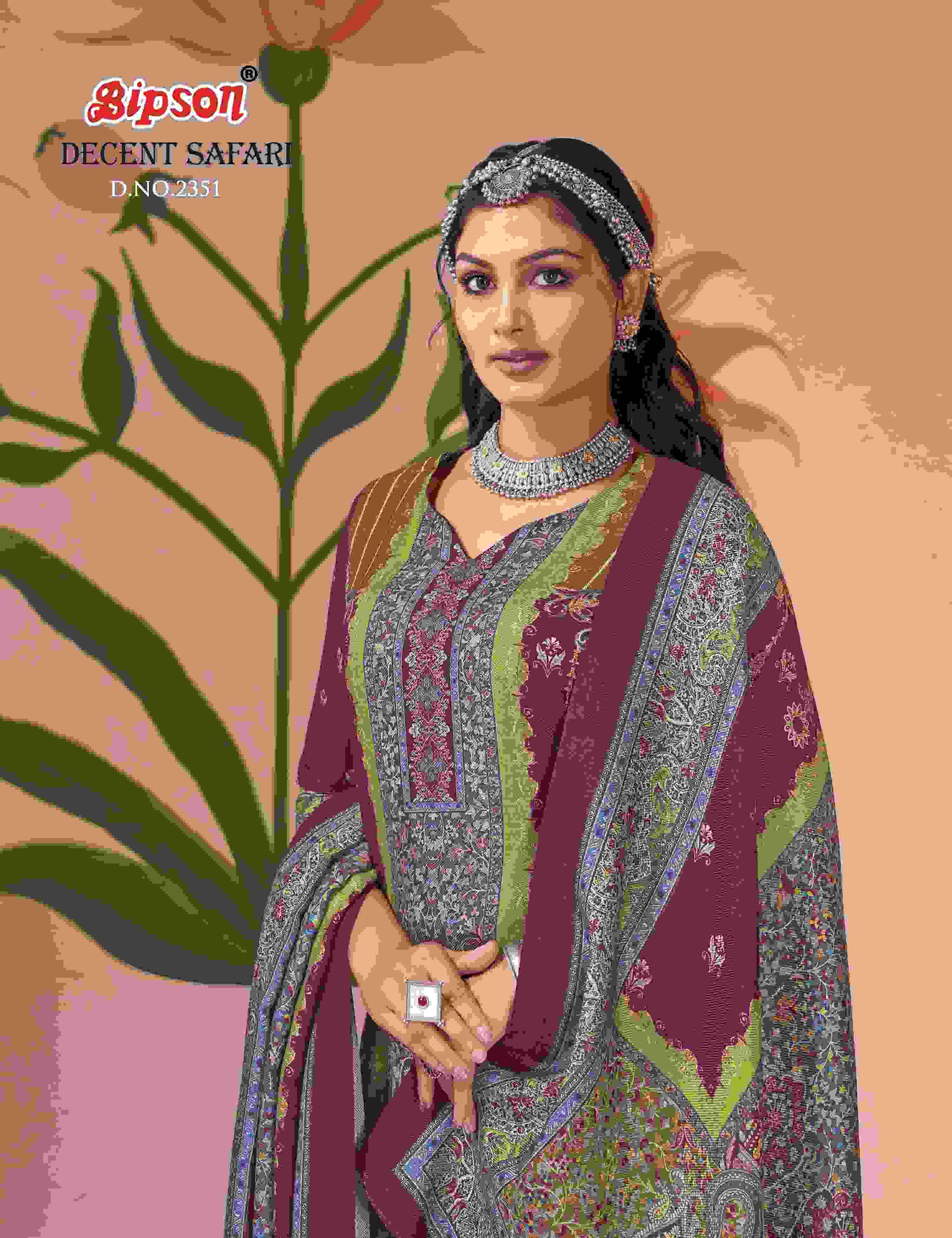 BIPSON DECENT SAFARI 2351 PURE PASHMINA SUIT COLLECTION SUPPLIER 