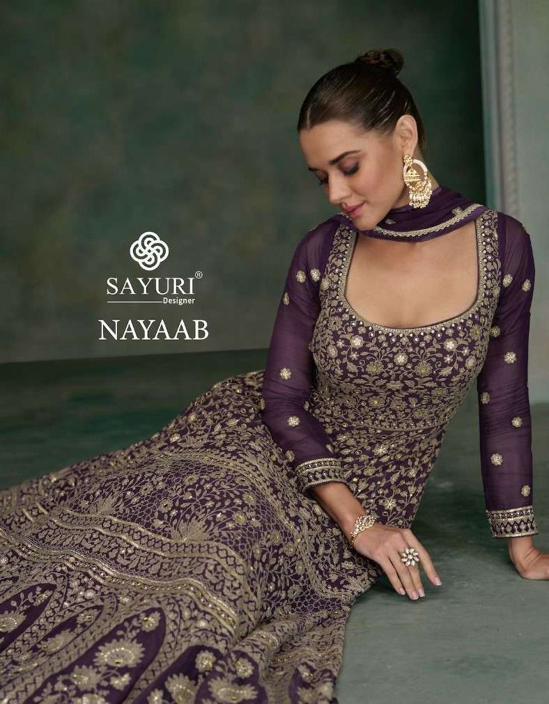 SAYURI DESIGNER NAYAAB PARTYWEAR DESIGNER GOWN LATEST NEW COLLECTION OUT FIT 