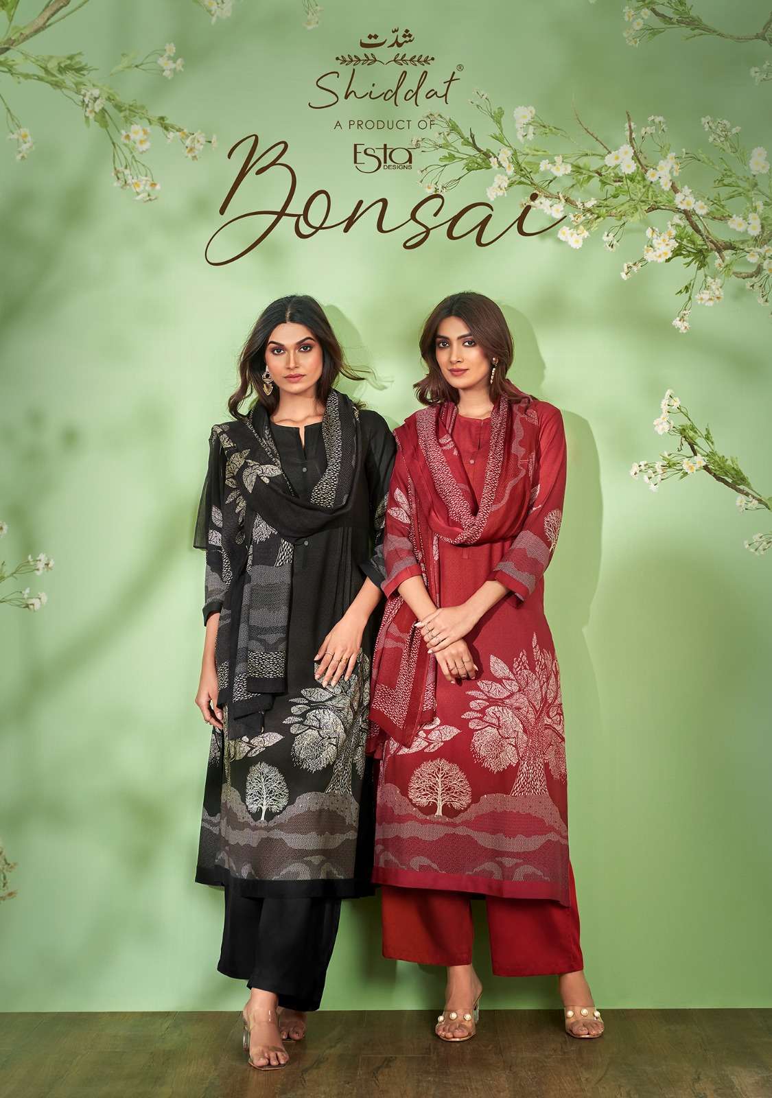 SHIDDAT BONSAI DESIGNER WINTER PASHMINA SALWER CATALOGUE 2023