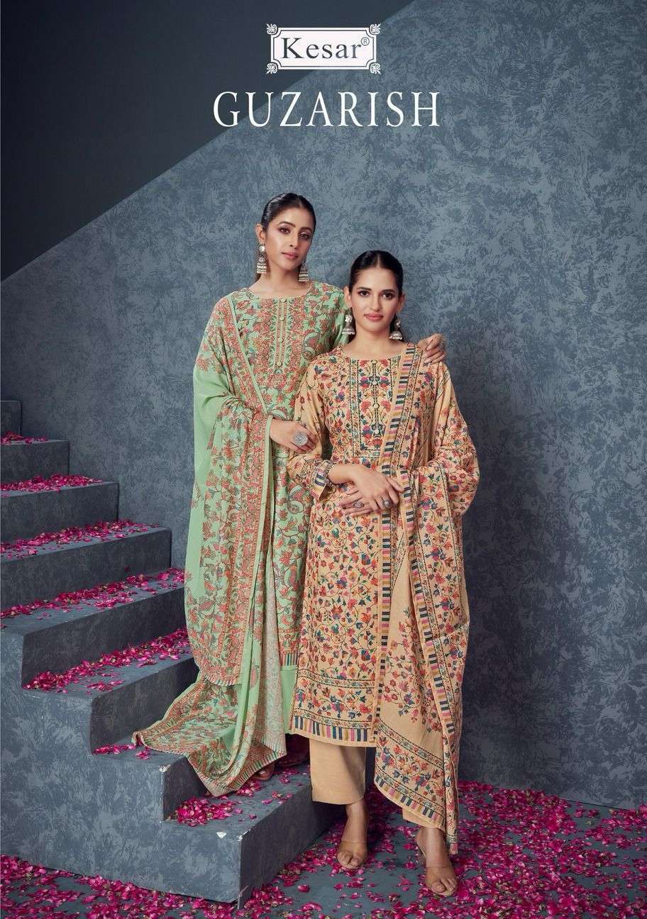 KESAR GUZARISH KAANI PRINT PASHMINA SUIT CATALOG WHOLESALER SURAT 2023