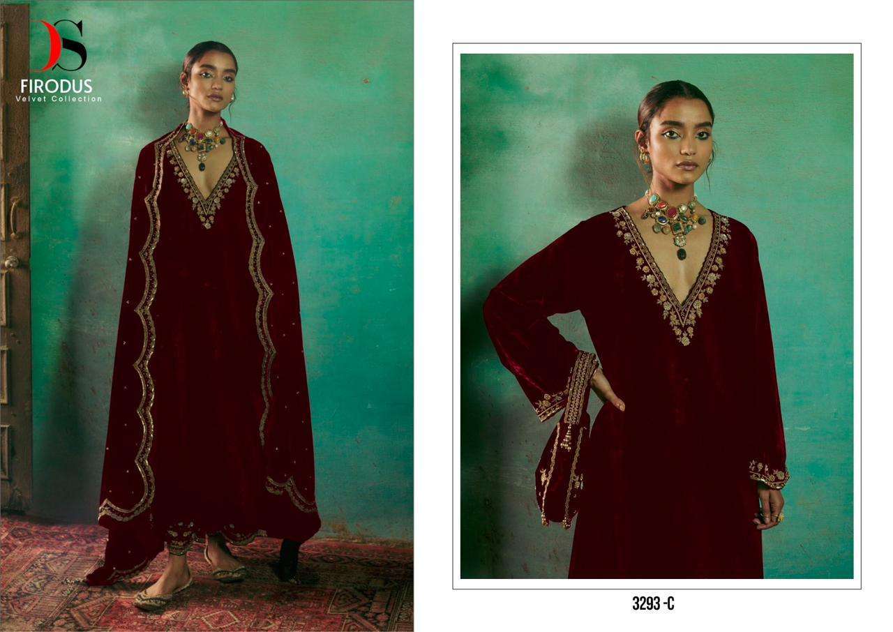 DEEPSY 3293 COLORS PAKISTANI VELVET WITH EMBROIDERY SUIT COLLECTION WHOLESALE PRICE 
