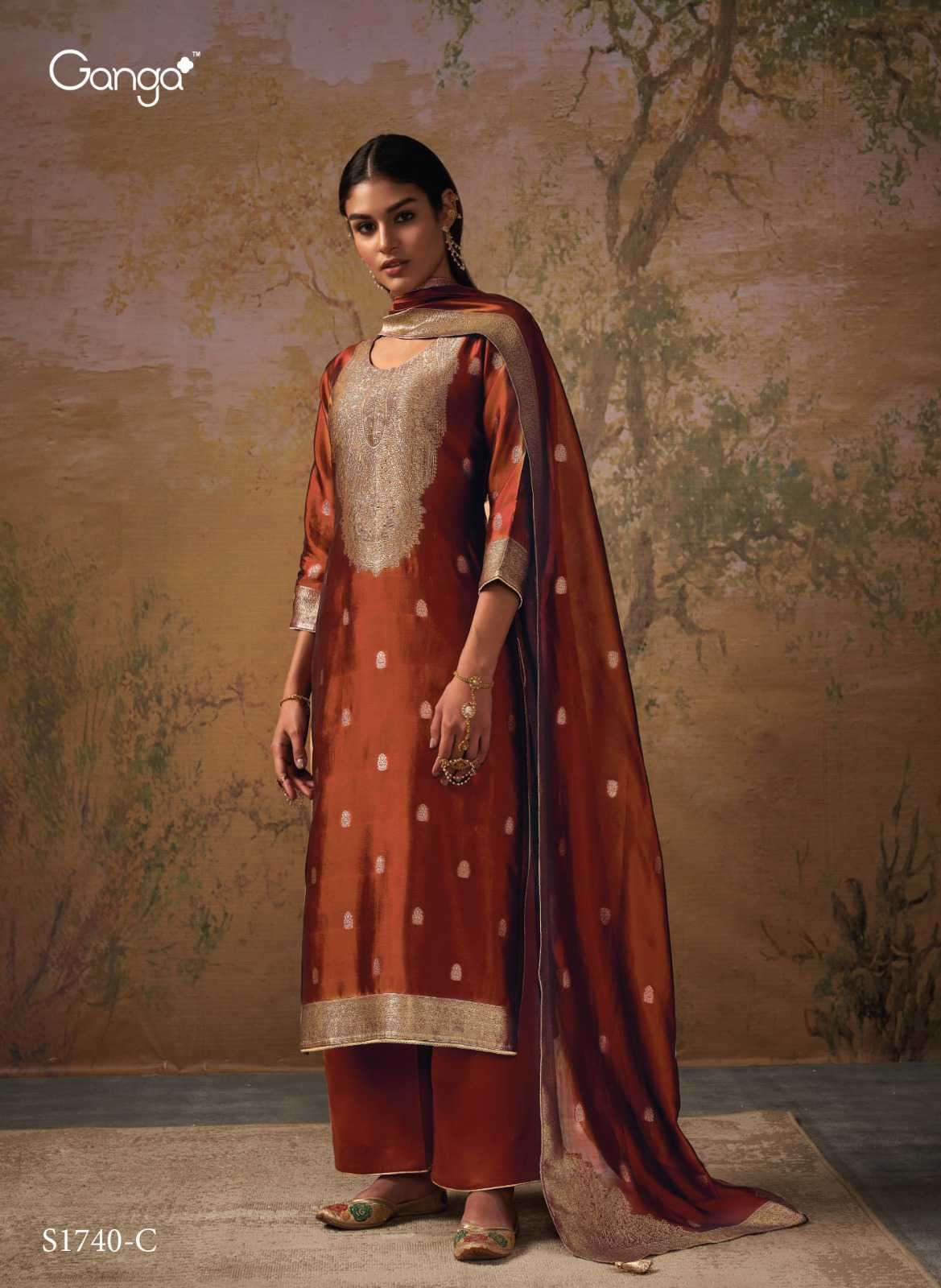 Ganga Hemal 1809 Fancy Printed With Work Cotton Silk Ladies Suits Mate