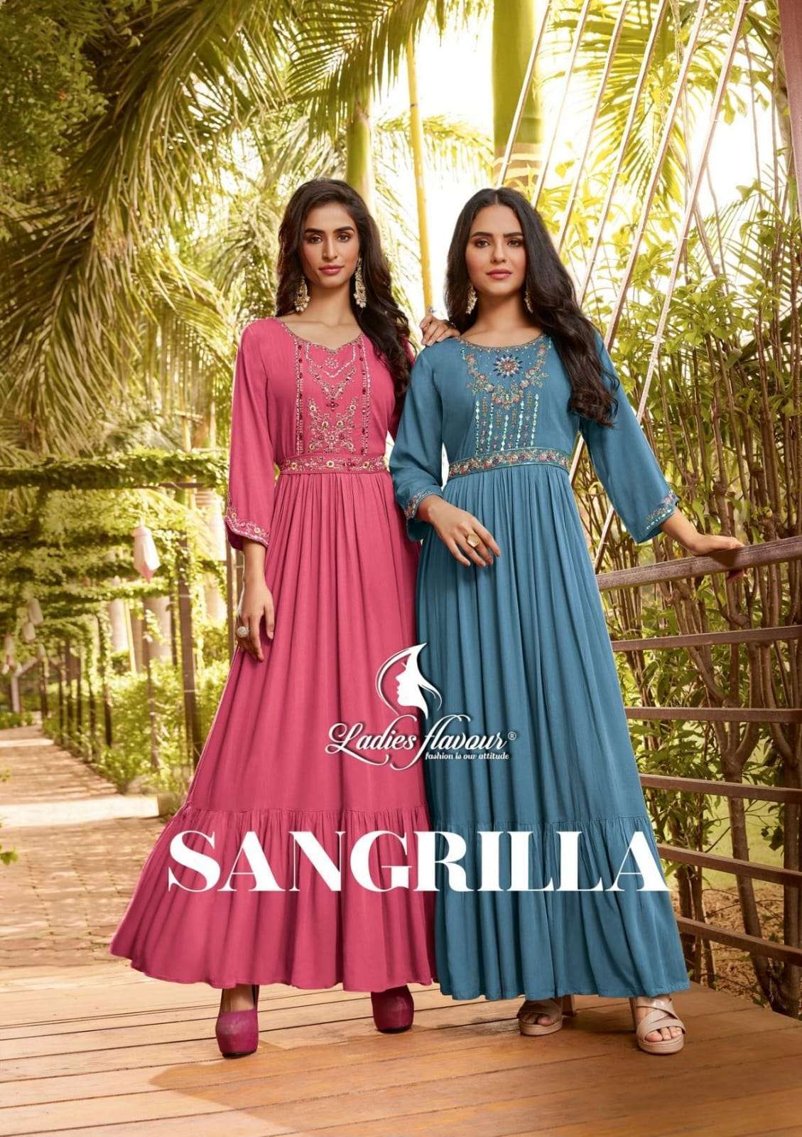Find Rayon Gown Kurti With Embroidery dupatta set by Pooja Trends near me |  Sanganer Bazar, Jaipur, Rajasthan | Anar B2B Business App