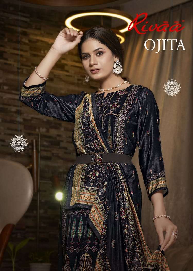 RIVAA OJITA WINTER WEAR VELVET LADIES SUIT COLLECTION WHOLESALE RATE SUPPLIER IN SURAT