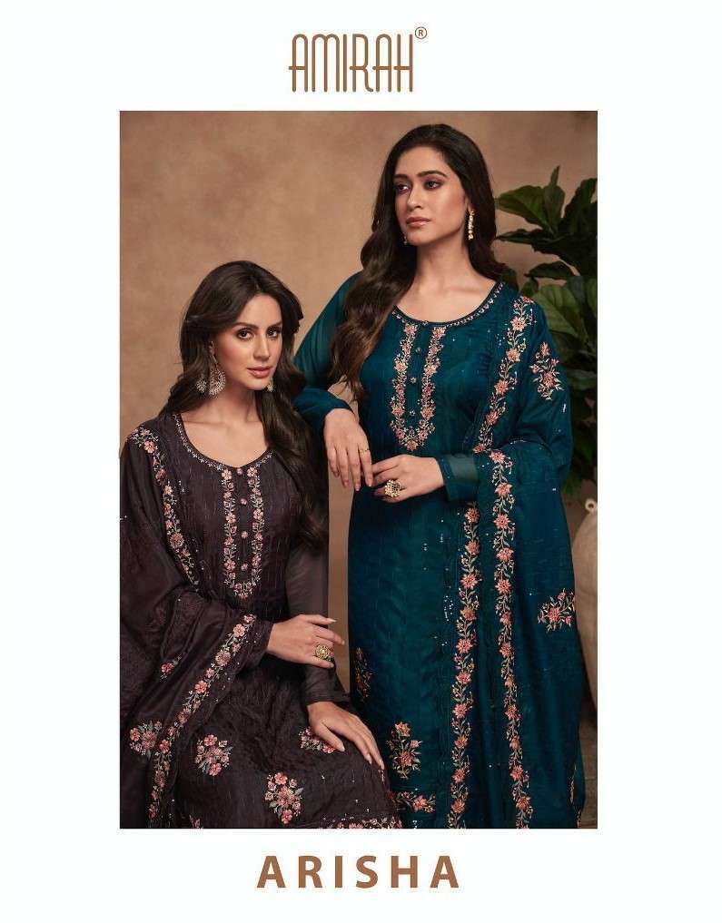 AMIRAH ARISHA DESIGNER ORGANZA WITH EMBROIDERY FESTIVE WEAR COLLECTION BEST RATE 