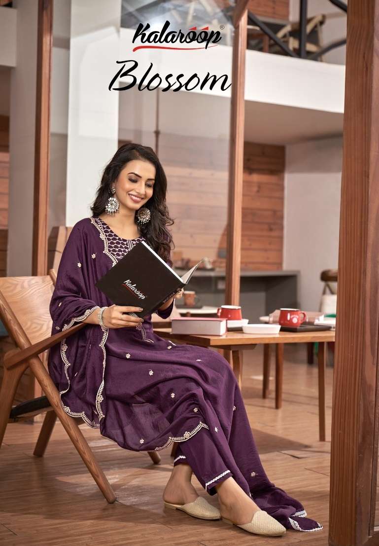 KALAROOP BLOSSOM FANCY RAYON EMBRODERY WORK DESINGER READYMADE SALWAR SUIT LATEST CATALOGUE 