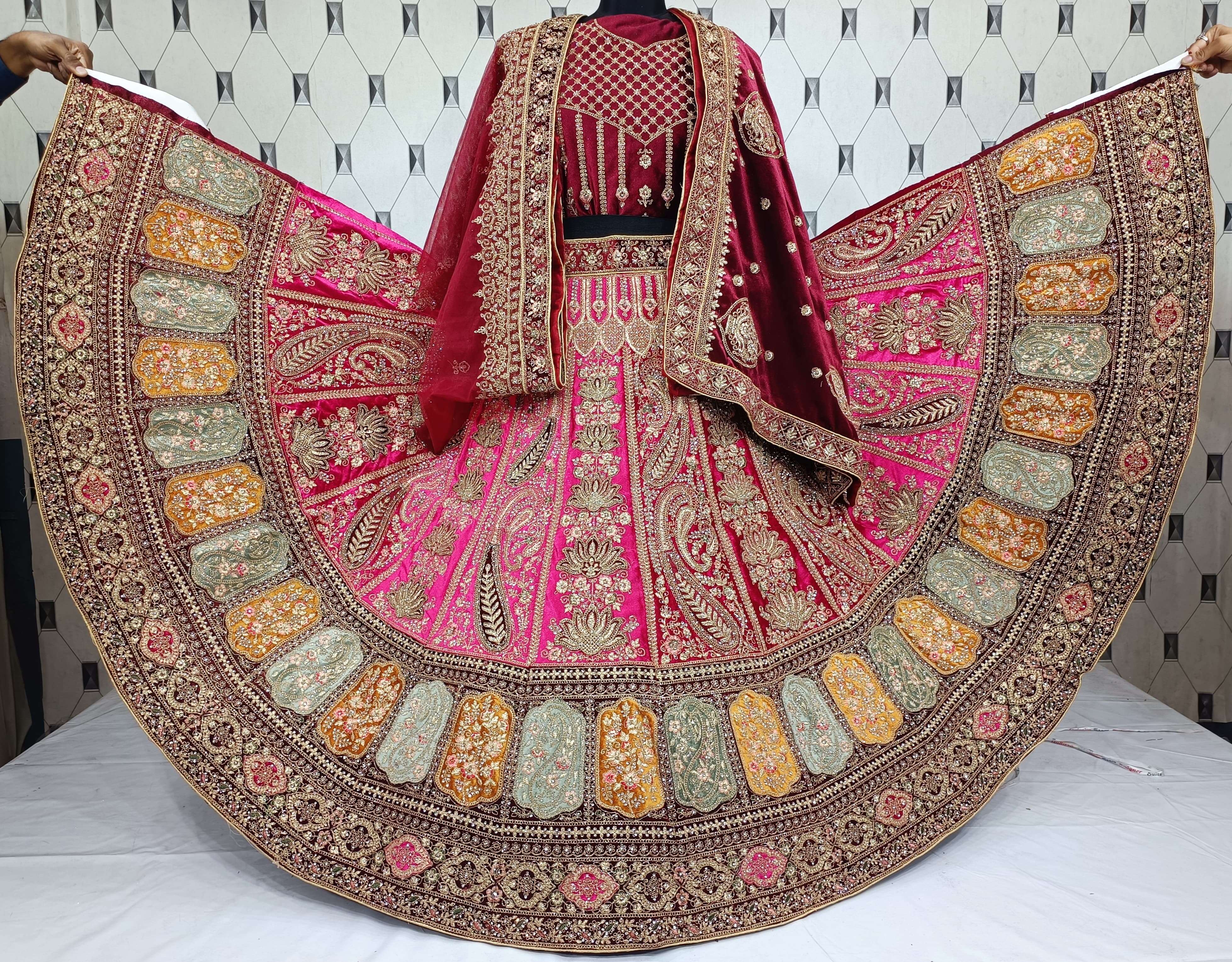 Bridal Red Heavy Designer Embroidered Work Palazzo Suit - Indian Heavy  Anarkali Lehenga Gowns Sharara Sarees Pakistani Dresses in  USA/UK/Canada/UAE - IndiaBoulevard