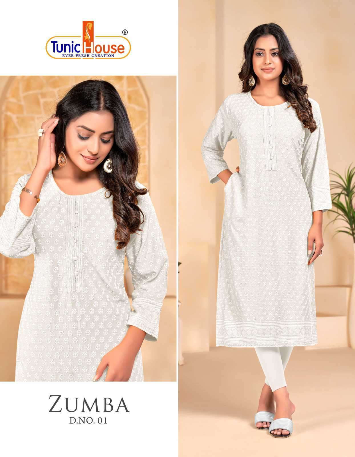 TUNIC HOUSE NEW ZUMBA FANCY CHIKANKAI READYMADE KURTI SUPPLIER 