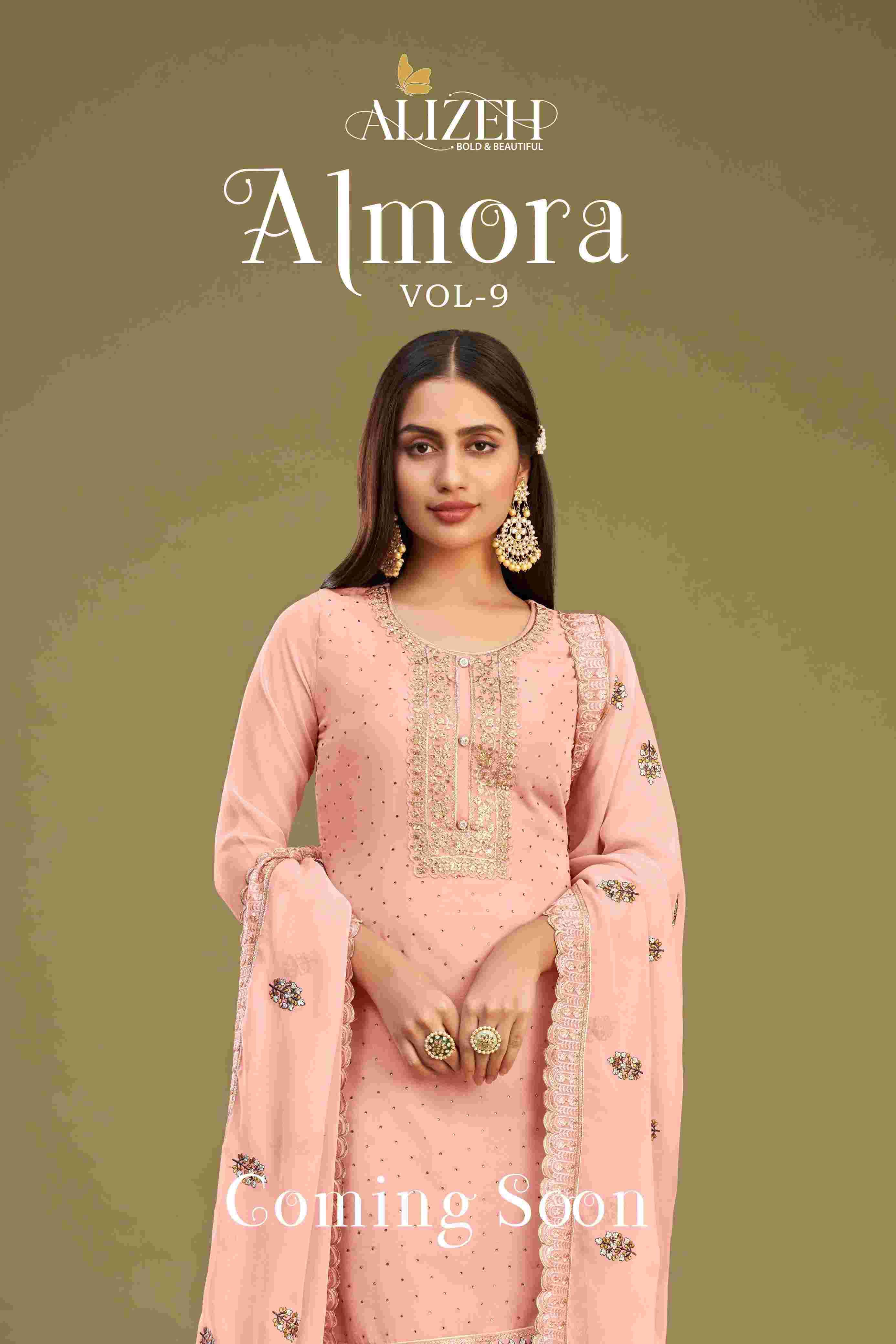 ALIZEH ALMORA VOL 9 FESTIVE GEORGETTE WITH HANDWORK COLLECTION BEST RATE SUPPLIER IN SURAT 