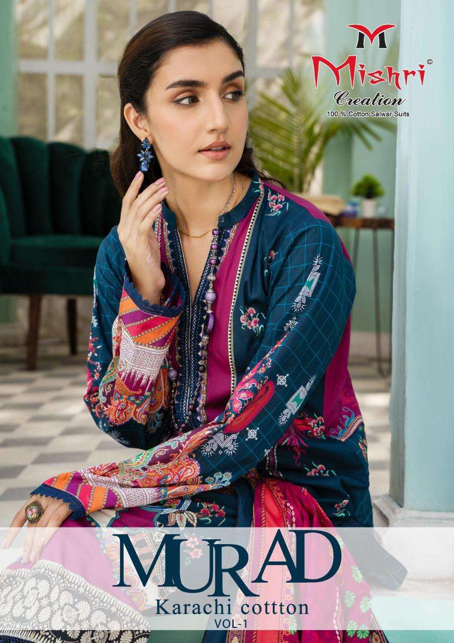 MISHRI MURAD VOL 1 SUMMER COLLECTION KARACHI COTTON SUIT SUPPLIER 