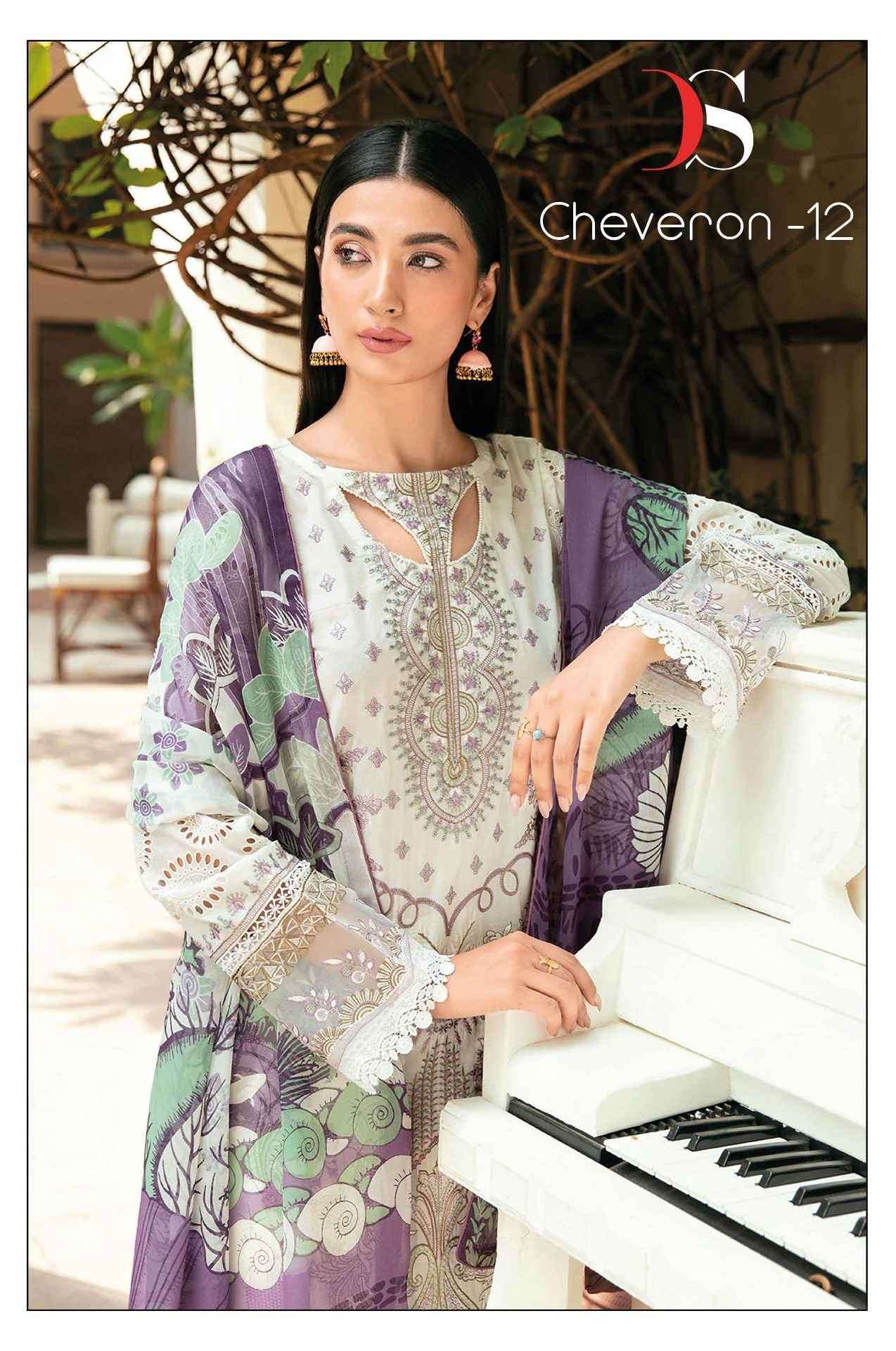 DEEPSY CHEVRON LAWN VOL 12 PAKISTANI RAYON SUIT WITH EMBROIDERY COLLECTION WHOLESALE PRICE