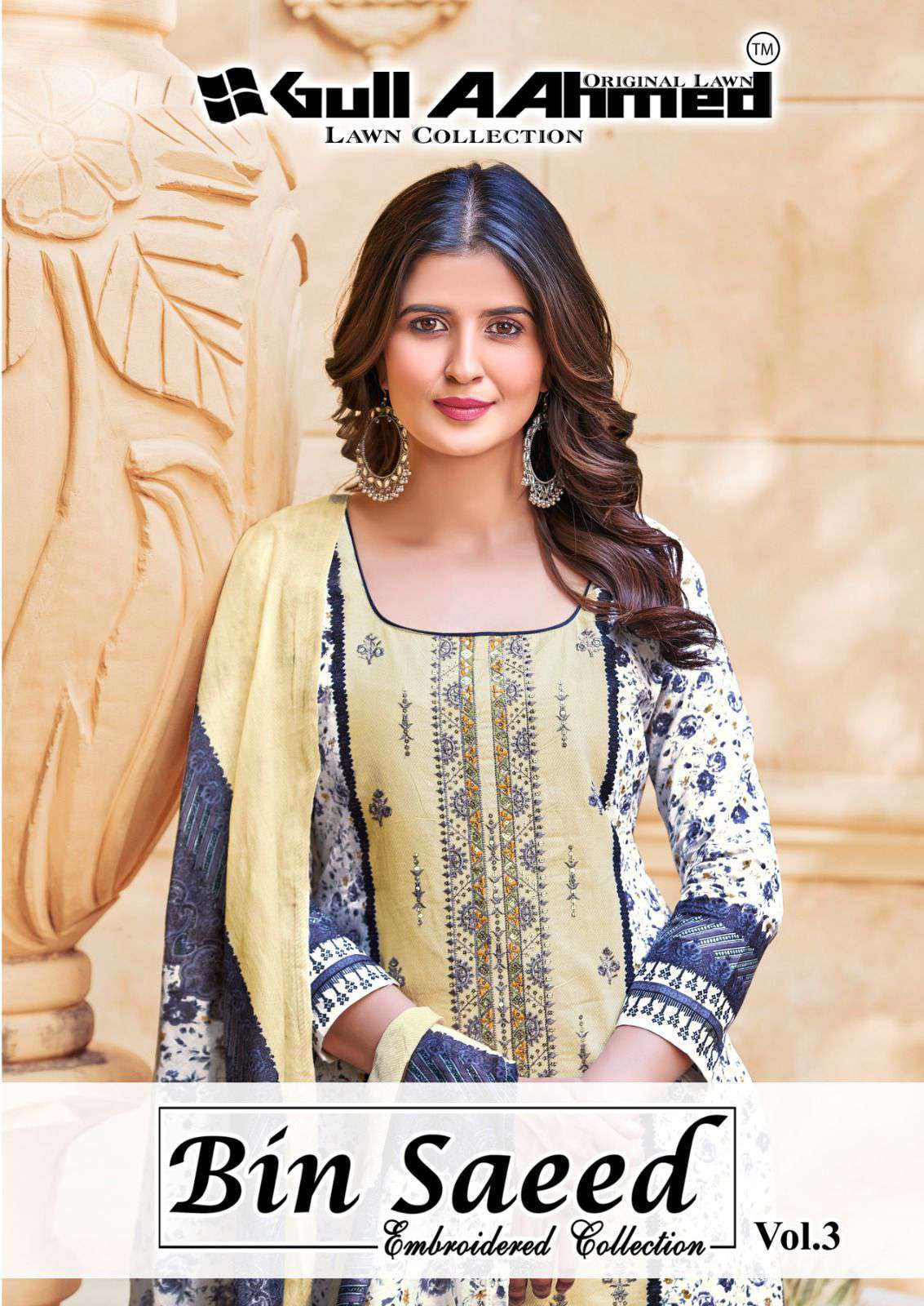 GUL AAHMED BIN SAEED EMBROIDERED COLLECTION VOL 3 COTTON SUIT SUPPLIER WHOLESALE RATE 2024