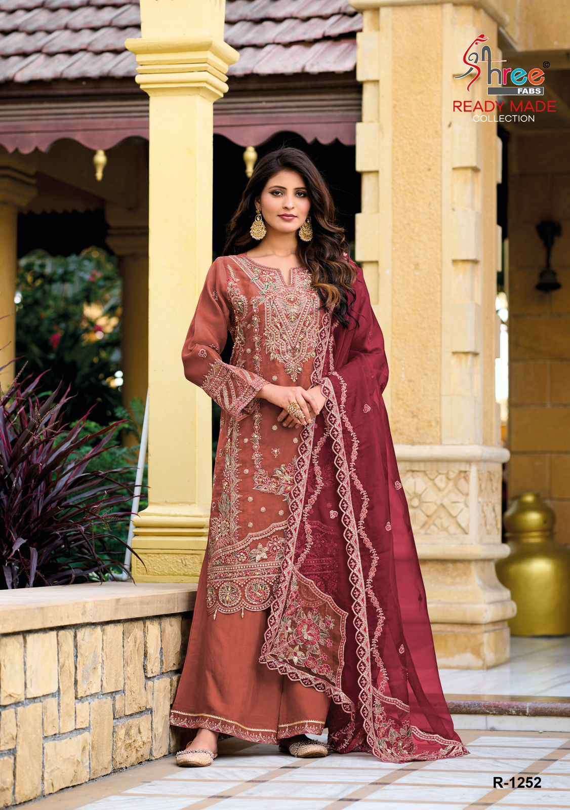 SHREE FAB PRESENTS DNO R 1019 MULTI INDIAN WOMEN DESIGNER HEAVY PAKISTANI  READY TO WEAR PURE ORGANZA PANT SALWAR KAMEEZ SUIT FESTIVE PARTY ABAYA WEAR  WHOLESALE COLLECTION 7602