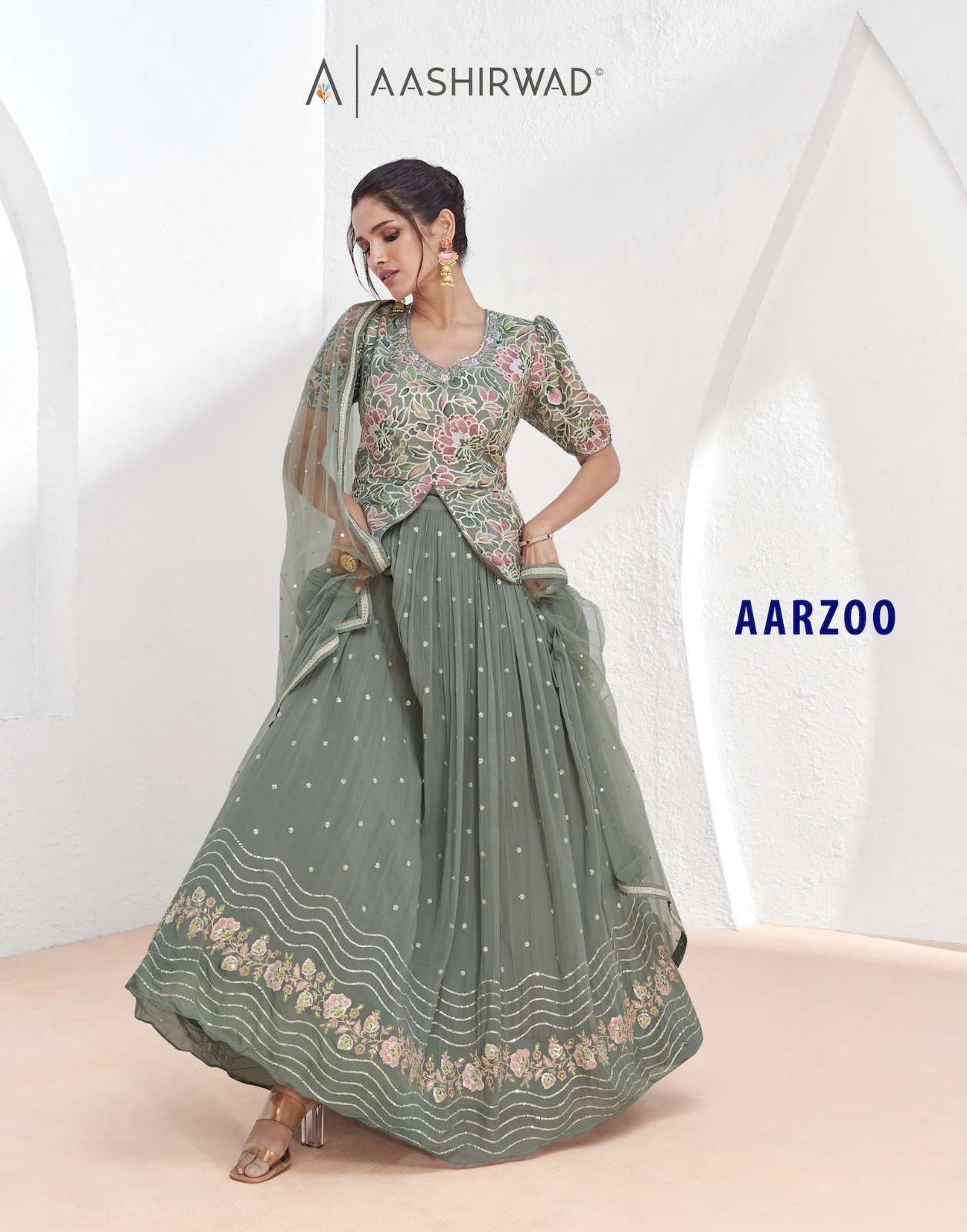 AASHIRWAD AARZOO DESIGNER INDO WESTERN READYMADE DRESS COLLECTION WHOLESALE RATE 