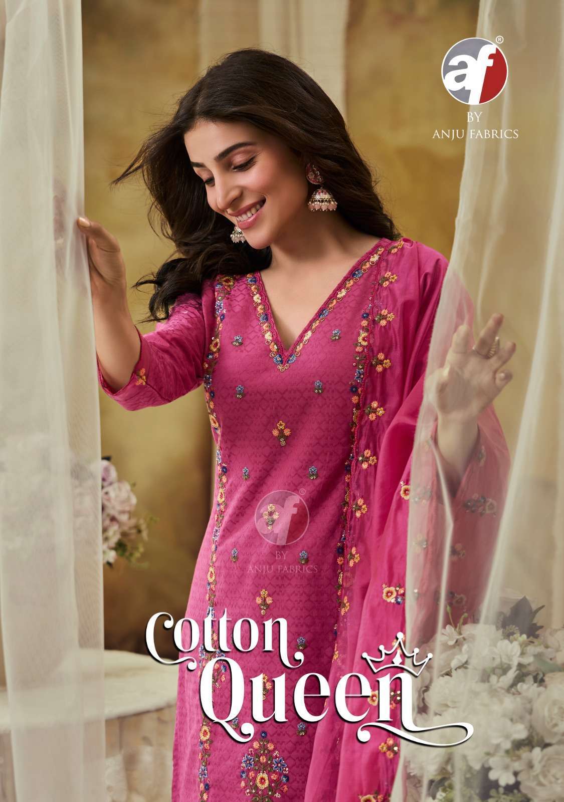 AF STOCK OUT COTTON QUEEN BY ANJU FABRIC DESIGNER COTTON 3 PIECE PAIR DEALER IN SURAT 2024