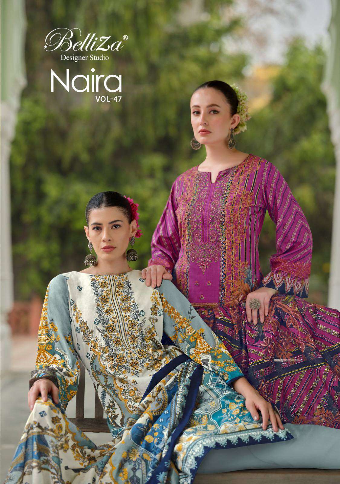 BELLIZA NAIRA VOL 47 PURE COTTON PRINTED SALWER SUIT COLLECTION WHOLESALE PRICE 2024