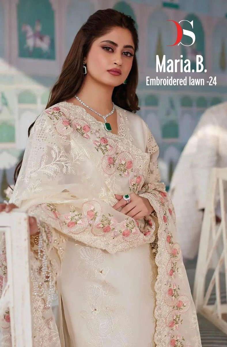 DEEPSY MARIA B EMBROIDERED LAWN 24 COTTON PAKISTANI COLLECTION WHOLESALE PRICE SURAT 2024