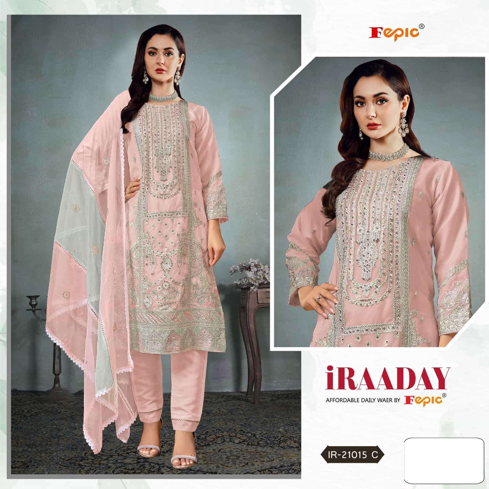 FEPIC IRAADAY IR 21015 COLORS EMBROIDERY DESIGNER PAKISTANI SUIT COLLECTION WHOLESALE PRICE 