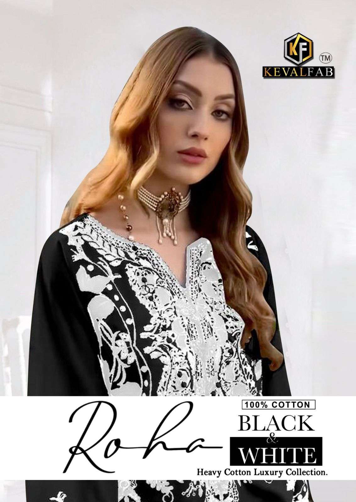 KEVAL FAB ROHA BLACK AND WHITE COTTON DRESS CATALOG SUPPLIER 2024