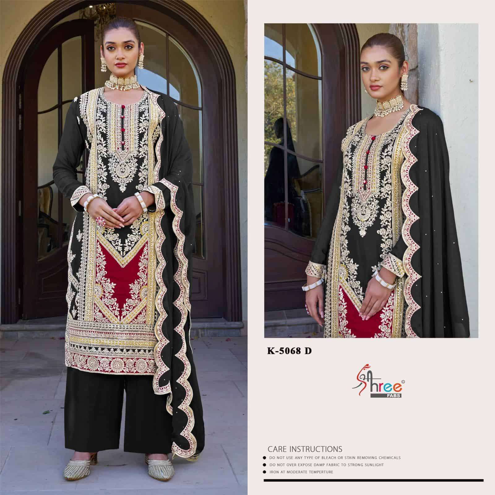 SHREE FAB K 5068 COLORS NEW LATEST EMBROIDERY PAKISTANI SUIT COLLECTION WHOLESALE PRICE SURAT 2024