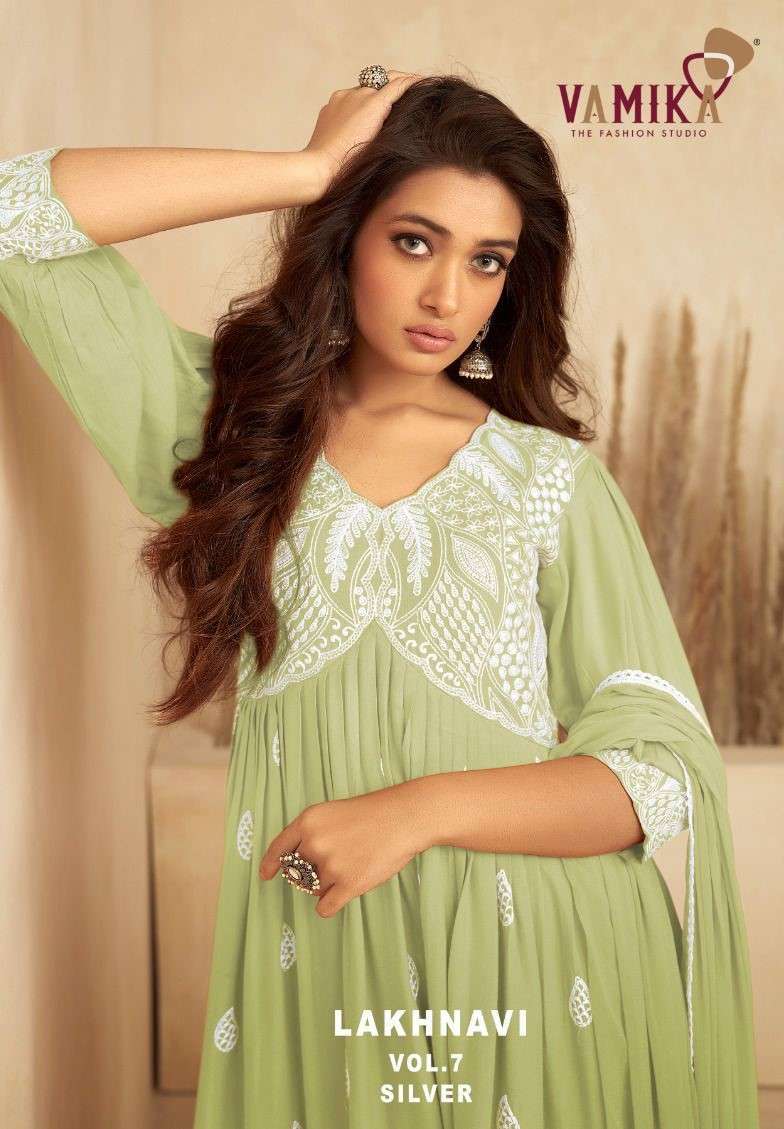 VAMIKA LAKHNAVI VOL 7 SILVER DESIGNER LAKHNAVI DRESS LATEST COLLECTION 2024 VAMIKA LAKHNAVI VOL 7 SILVER DESIGNER LAKHNAVI DRESS LATEST COLLECTION 2024