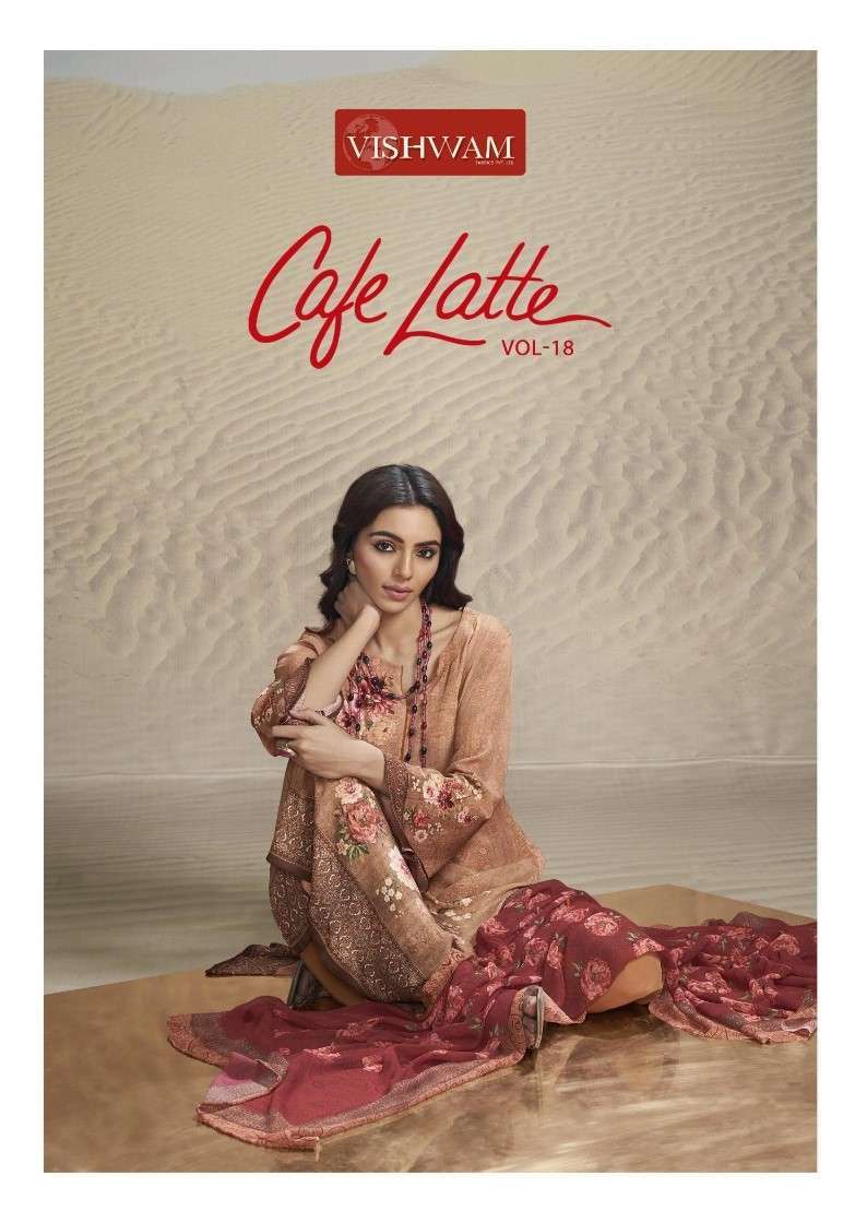 VISHWAM CAFE LATTE VOL 18 CRAPE SILK LADIES SUIT COLLECTION WHOLESALE PRICE 2024