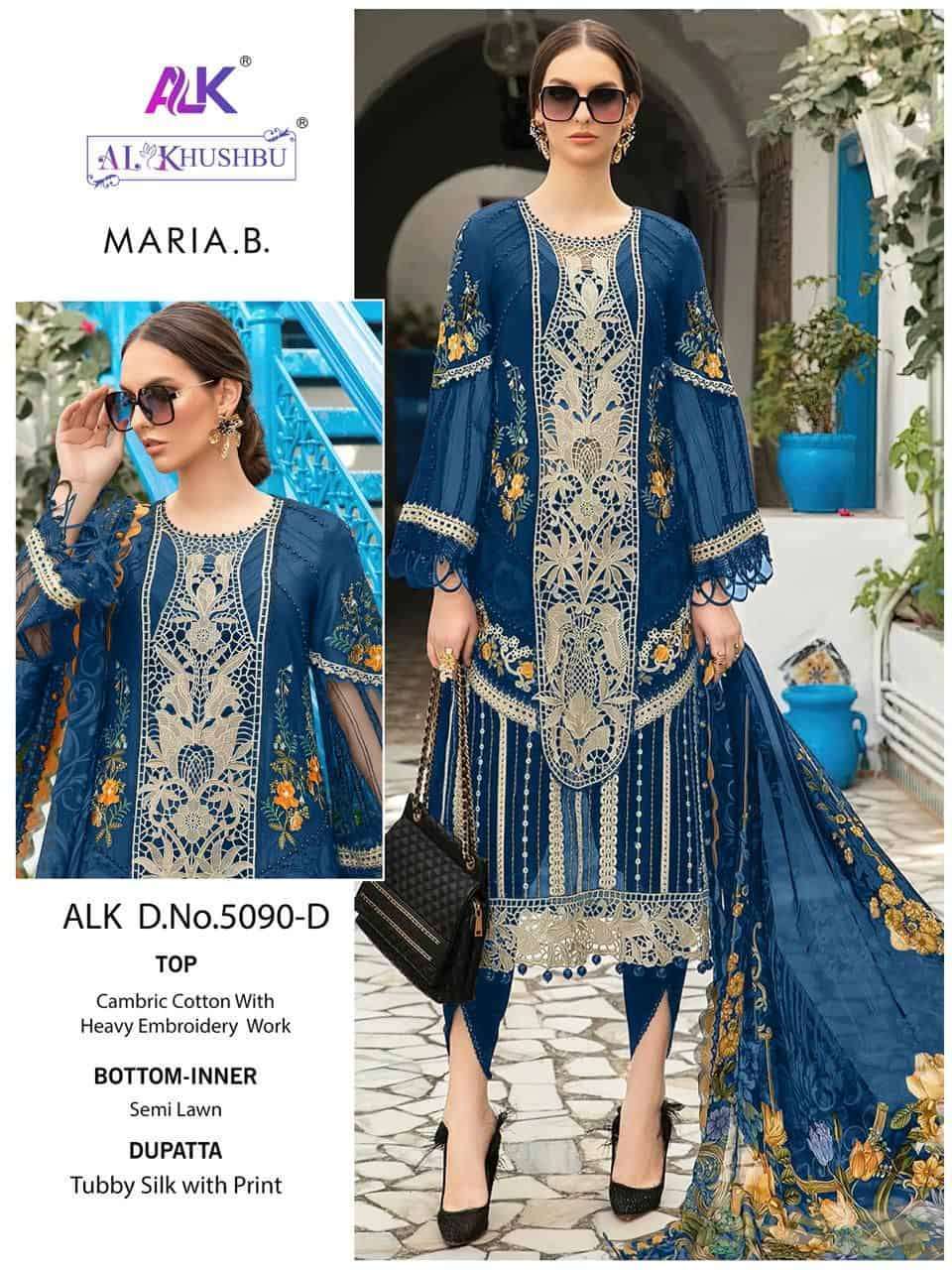 AL KHUSHBU MARIA B 5080 COLORS LATEST EMBROIDERED COTTON DRESS SUPPLIER BEST RATE 