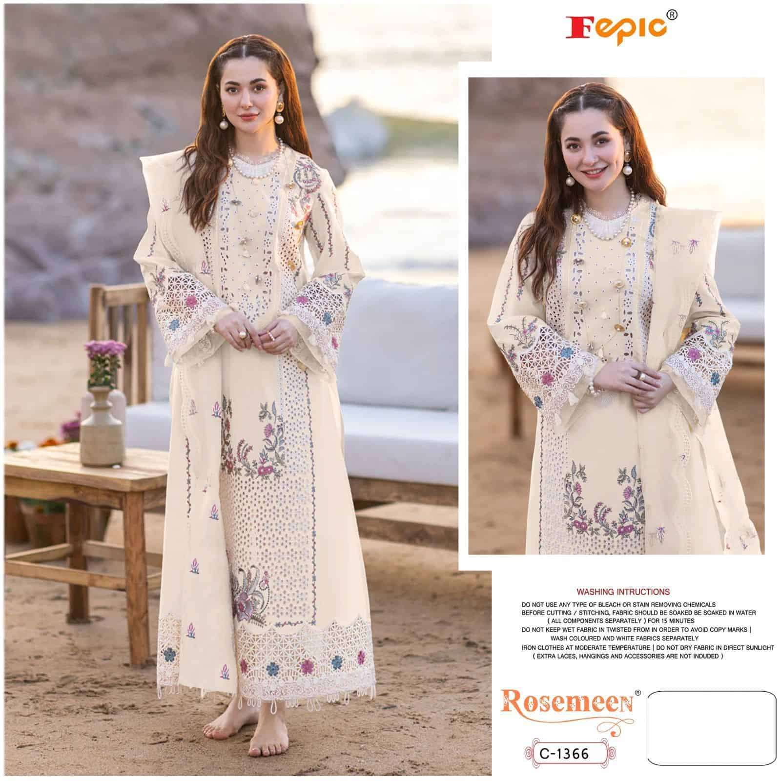 FEPIC C 1366 COLORS UNSTITCHED COTTON EMBROIDERD DRESS COLLECTION WHOLESALE PRICE