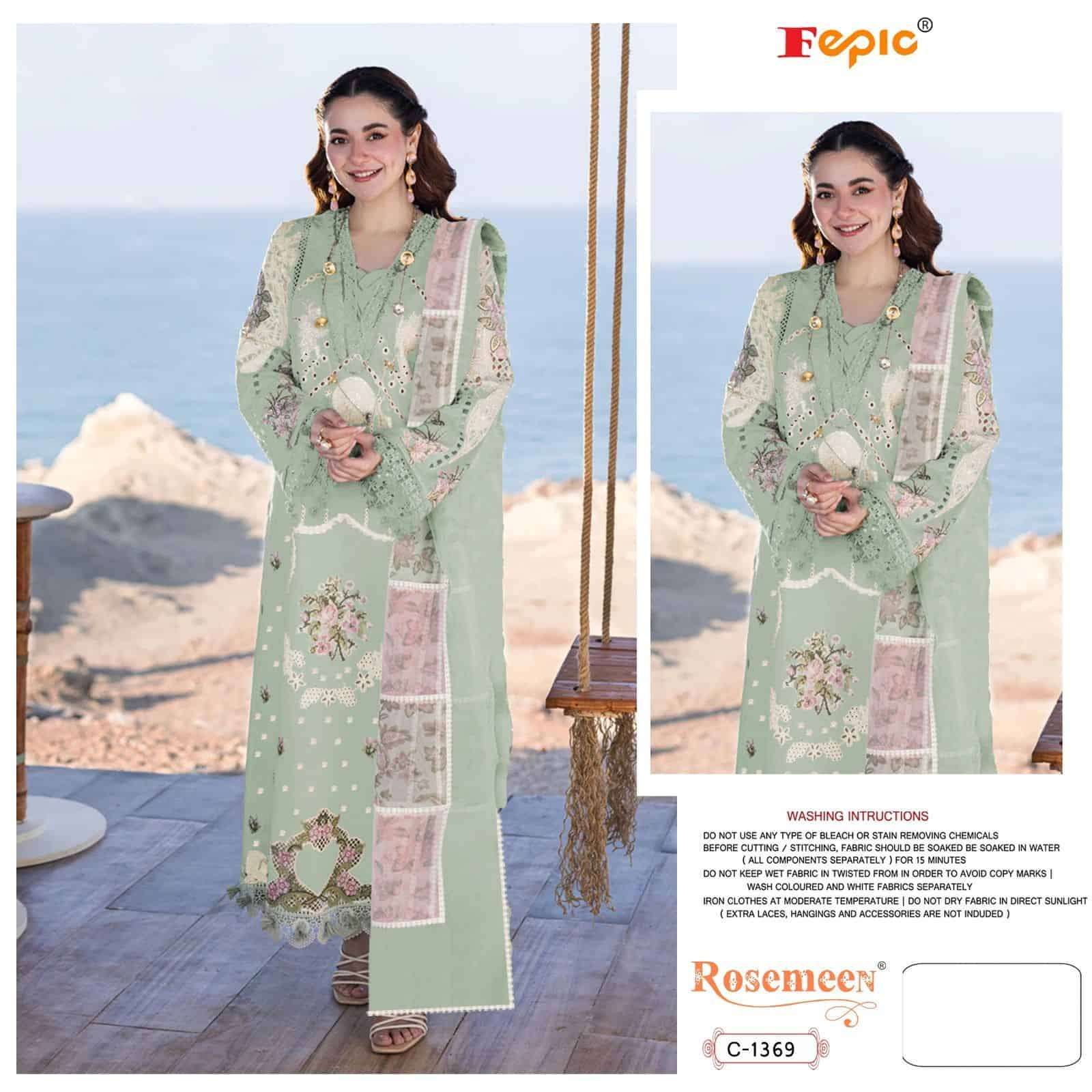 FEPIC C 1369 COLORS UNSTITCHED COTTON EMBROIDERD DRESS COLLECTION WHOLESALE PRICE 