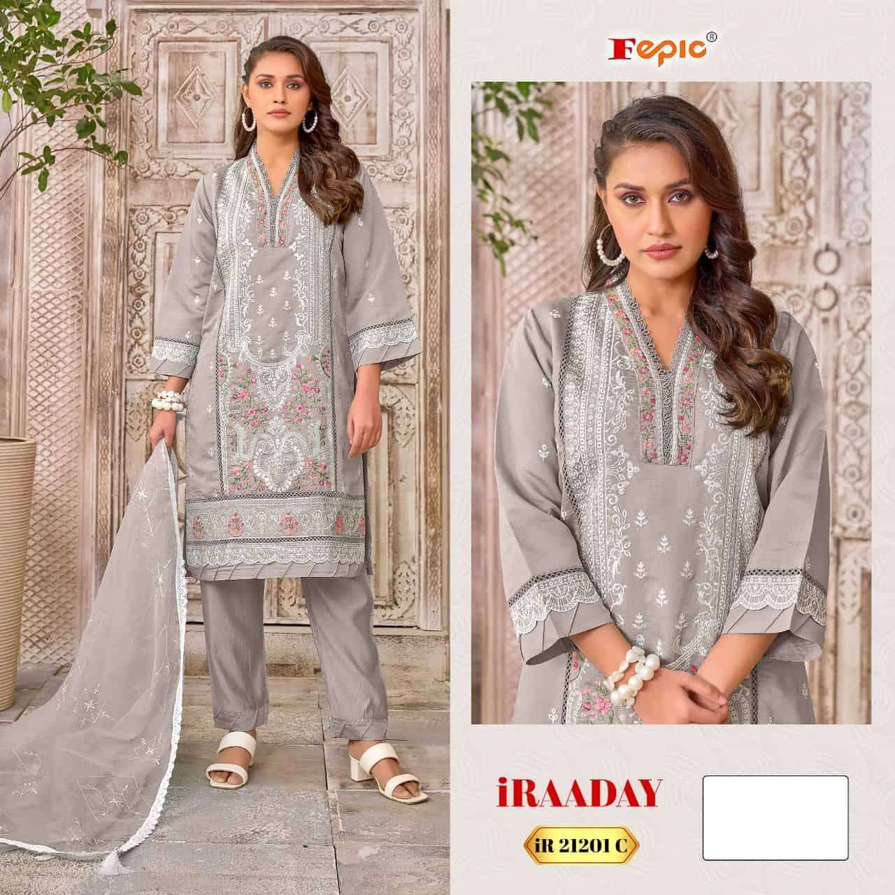 FEPIC IRAADAY IR 21021 COLORS EMBROIDERY DESIGNER PAKISTANI SUIT COLLECTION WHOLESALE PRICE 