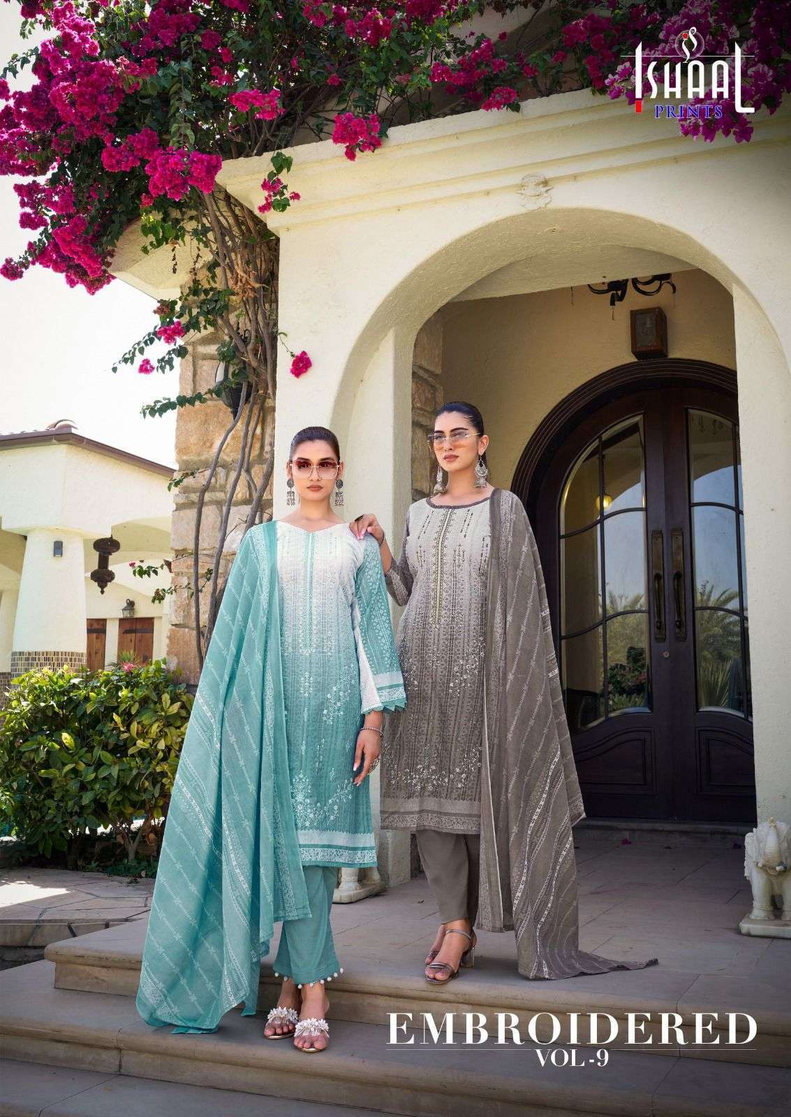 ISHAAL EMBROIDERED VOL 9 EXCLUSIVE COTTON SALWER KAMEEZ NEW CATALOG 2024