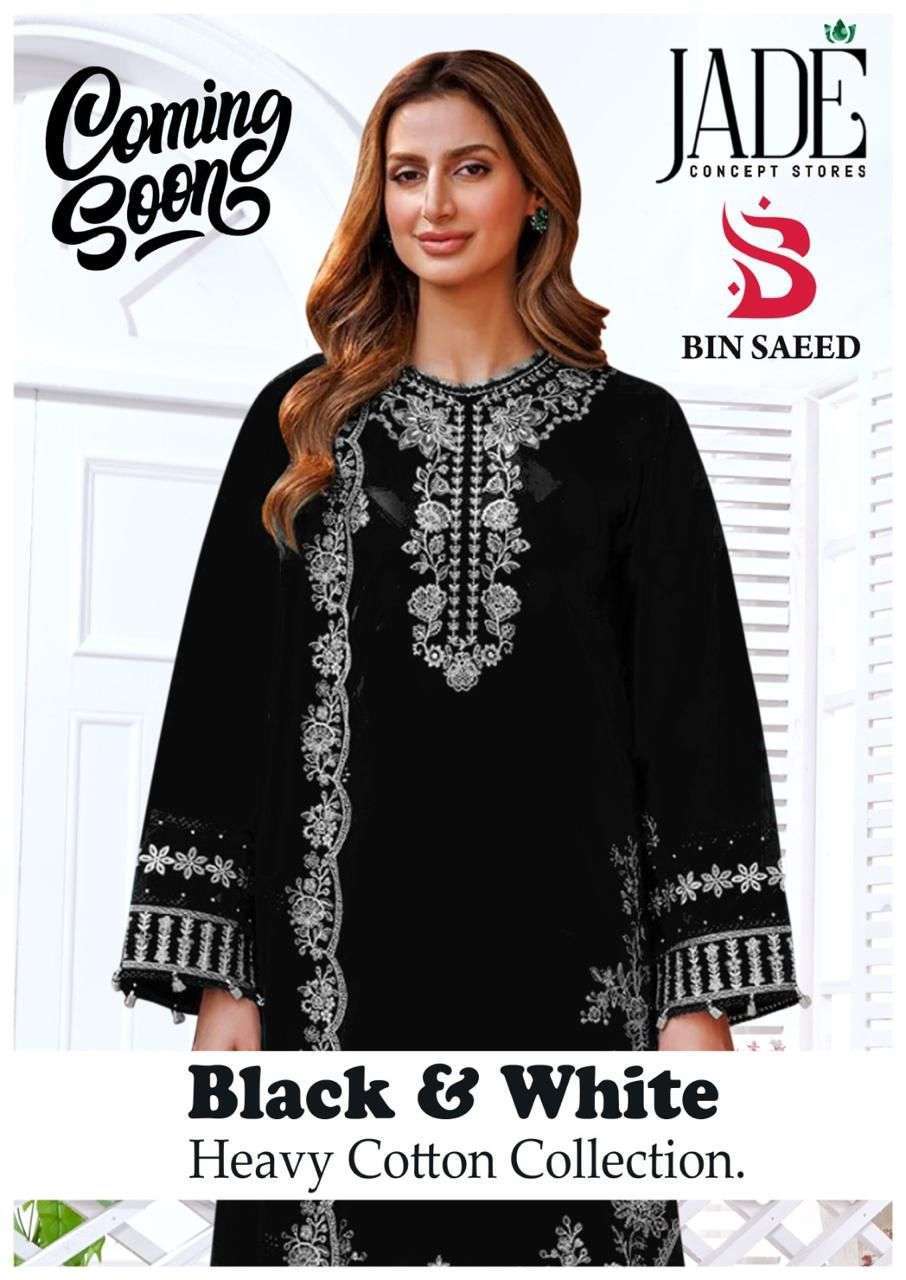 JADE BIN SAEED BLACK AND WHITE COTTON COLLECTION CATALOG WHOLESALER IN SURAT 