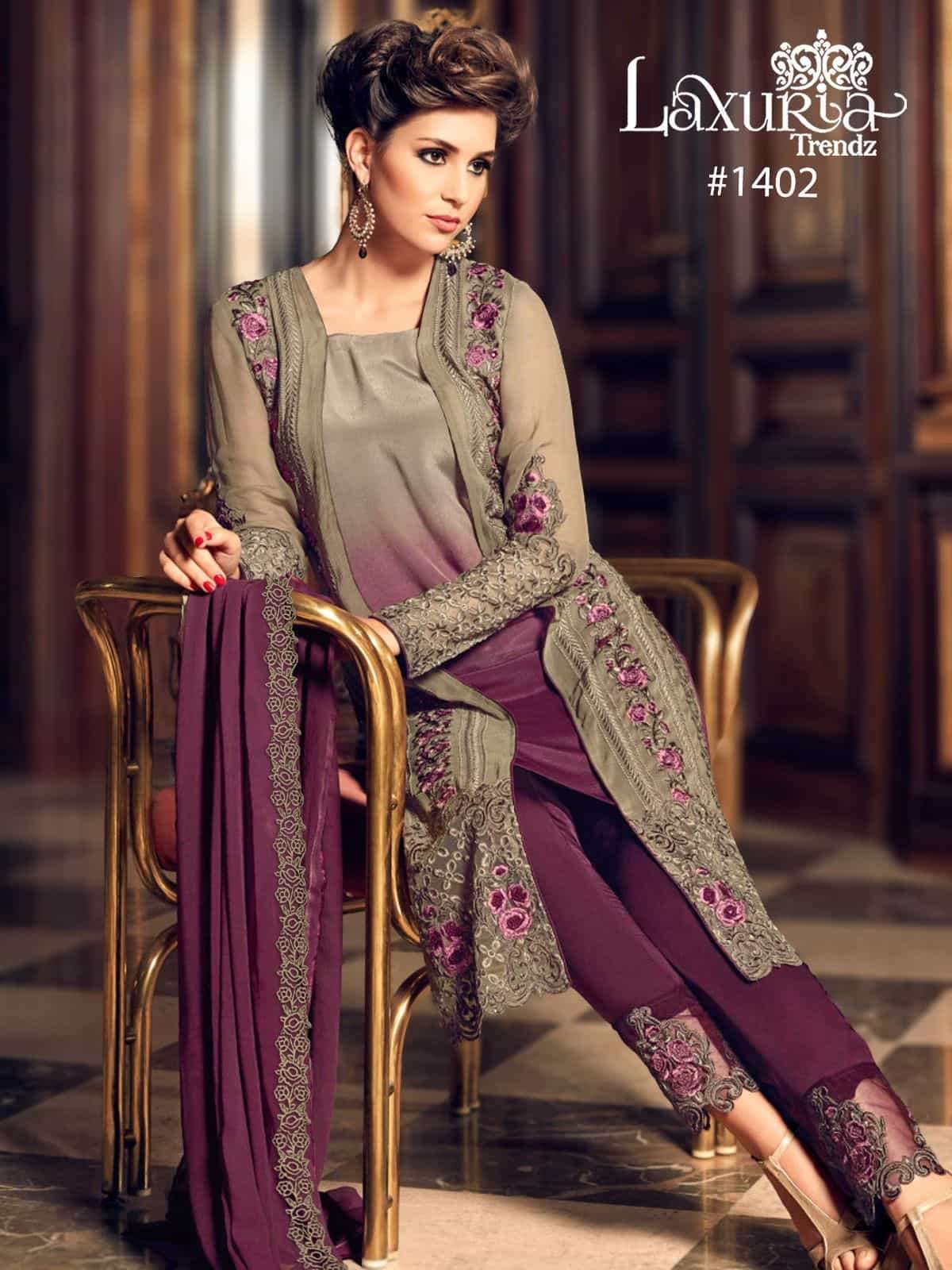 LAXURIA TRENDS 1402 DESIGNER TUNIC EMBROIDERED READYMADE COLLECTION WHOLESALE PRICE 