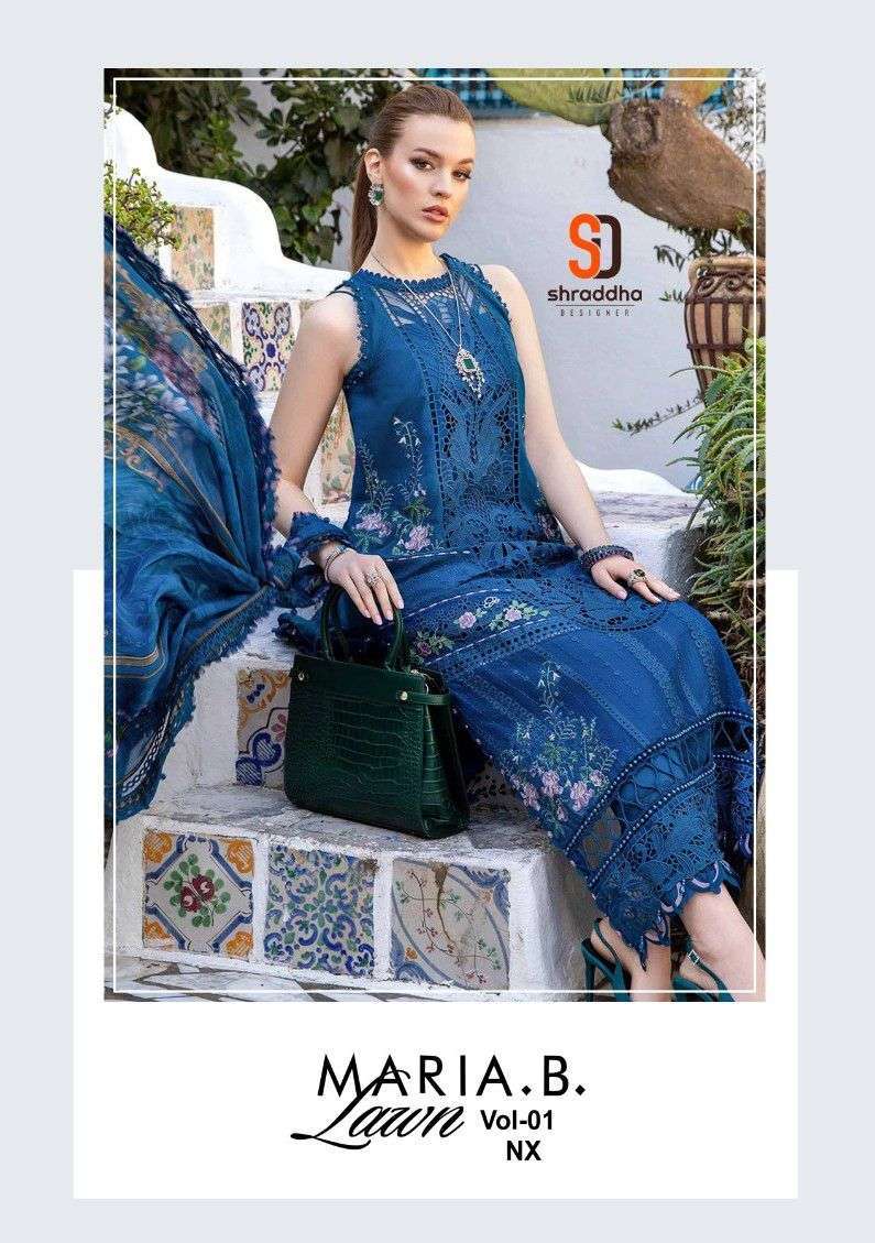 SHRADDHA MARIA B LAWN VOL 1 NX HEAVY EMBROIDERED COTTON PAKISTANI SUIT COLLECTION