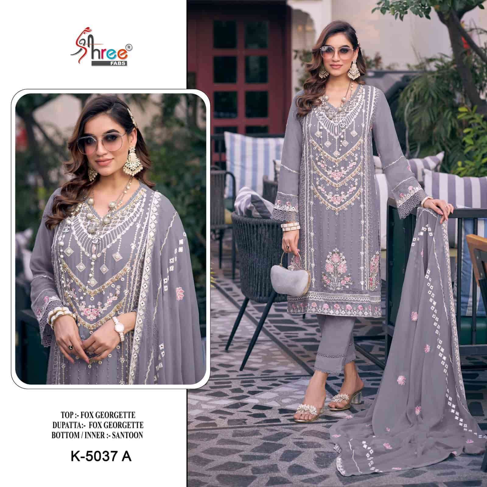 SHREE FABS K 5037 COLORS PAKISTANI STYLE DESIGNER GEORGETTE EMBROIDERY SUIT COLLECTION WHOLESALE PRICE 