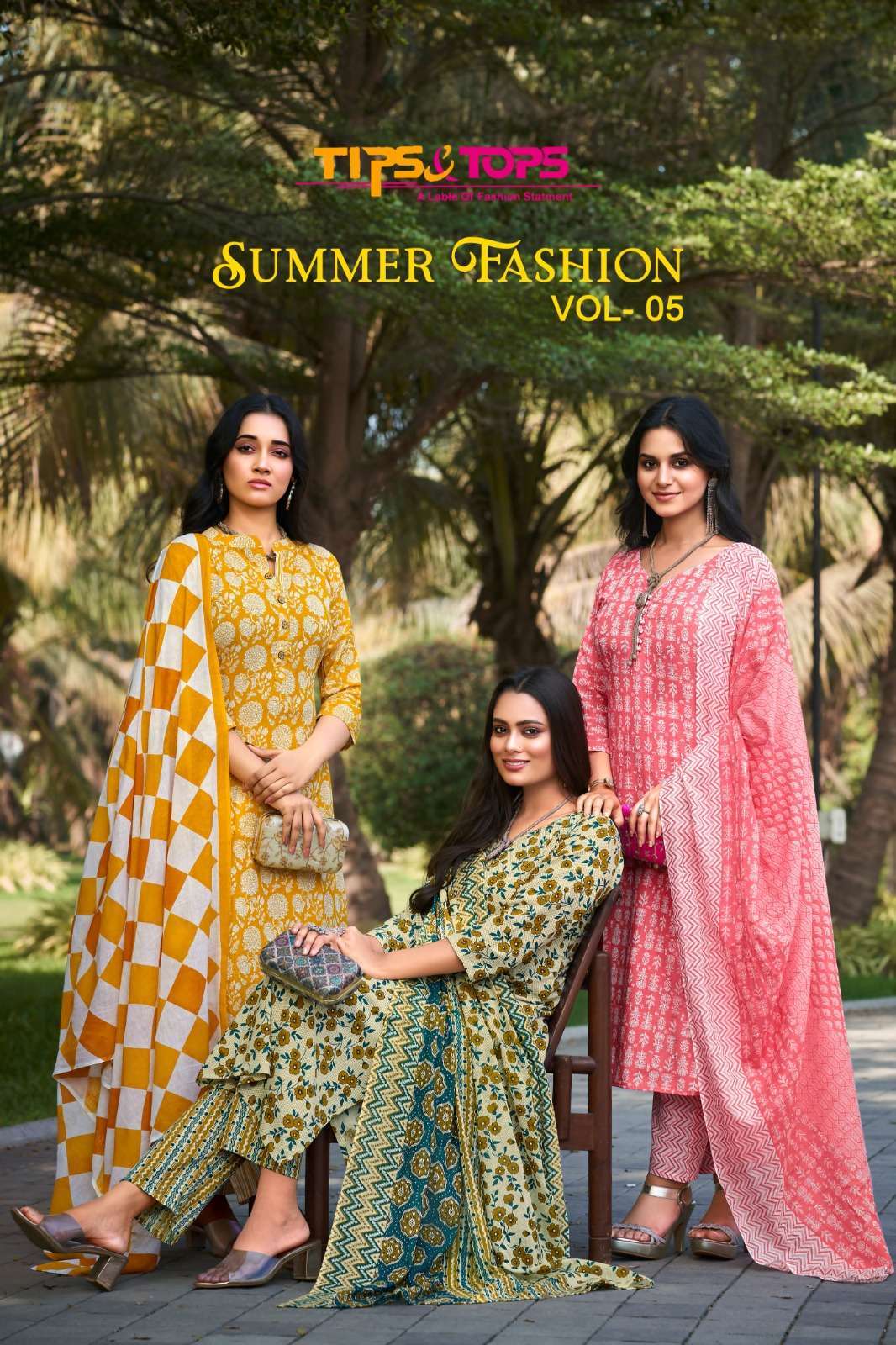 TIPS AND TOPS SUMMER FASHION VOL 5 KURTI PANT WITH DUPATTA LATEST CATALOGUE 2024