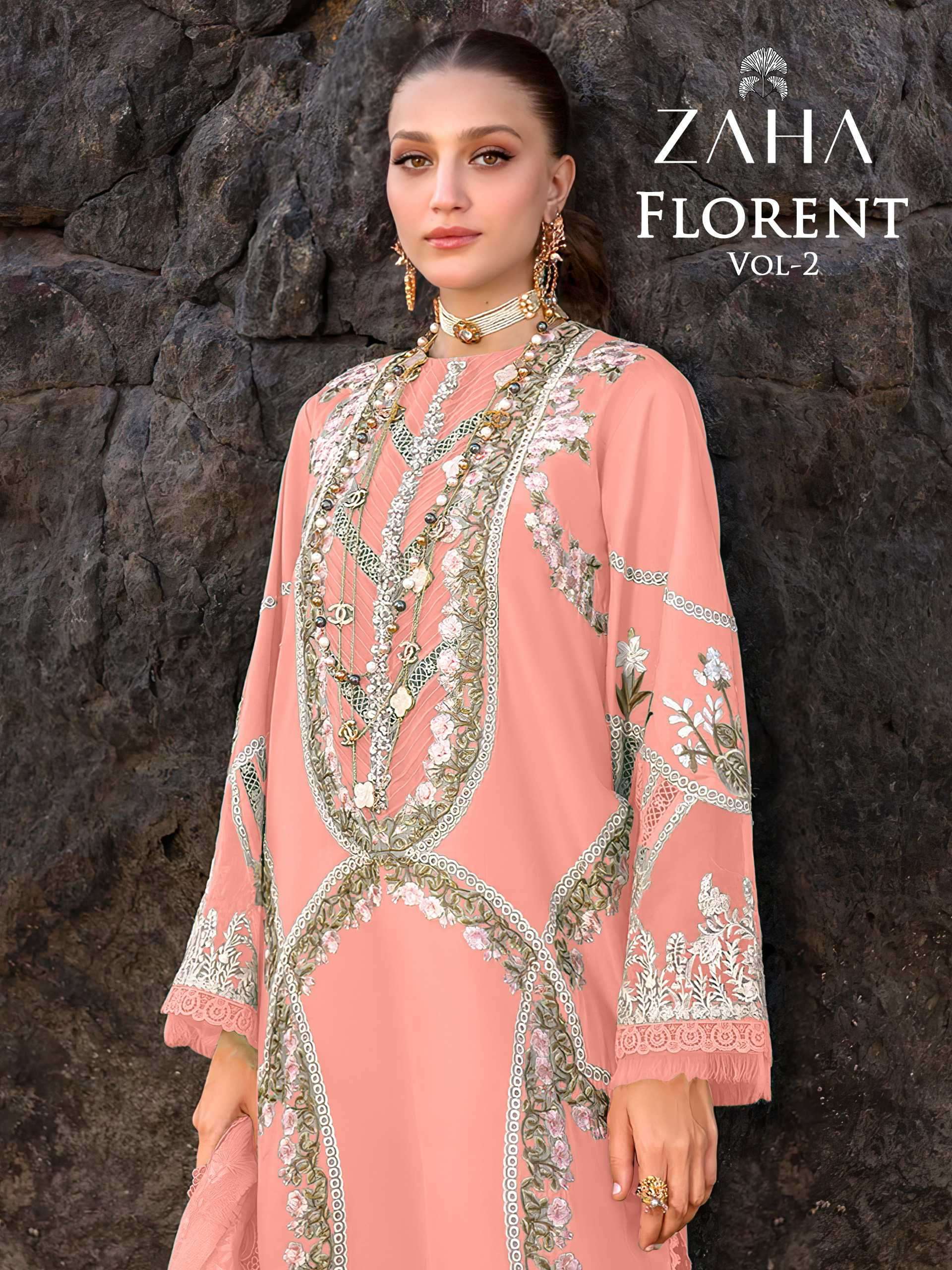 ZAHA FLORENT VOL 2 PURE CAMRIC COTTON PAKISTANI SUIT COLLECTION WHOLESALE PRICE 
