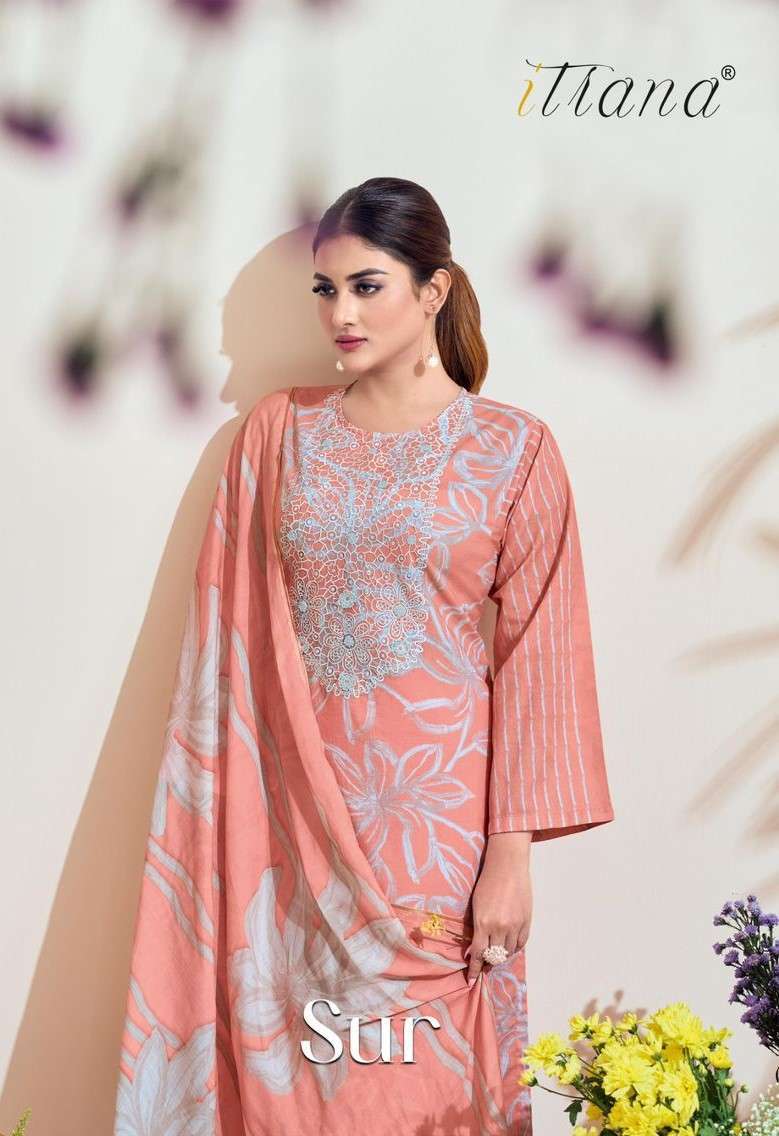 ITRANA SUR LATEST CATALOG FANCY PURE COTTON SUIT SUPPLIER IN SURAT 