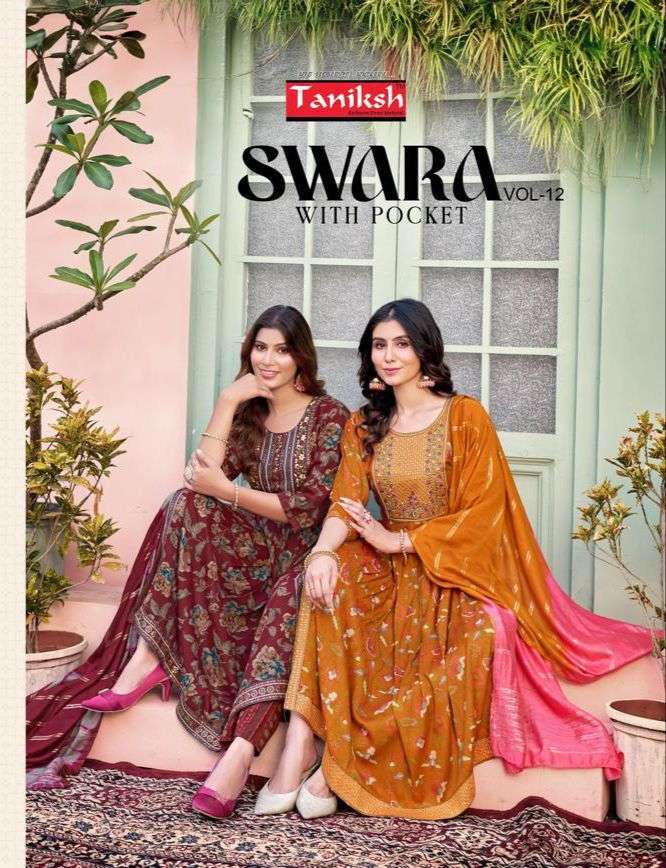 TANIKSH SWARA VOL 12 DESIGNER FESTIVE WEAR DESIGNER 3 PIECE KURTI SUPPLIER 