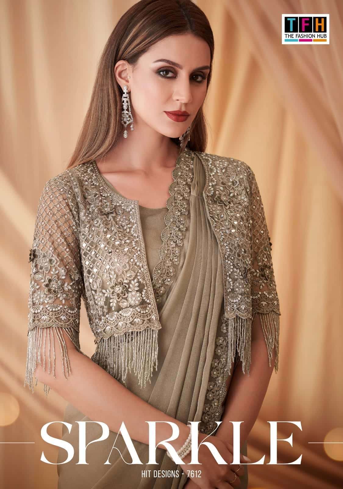 TFH SPARKLE 7612 HIT CODE PARTYWEAR DESIGNER SAREE COLLECTION WHOLESALE PRICE 