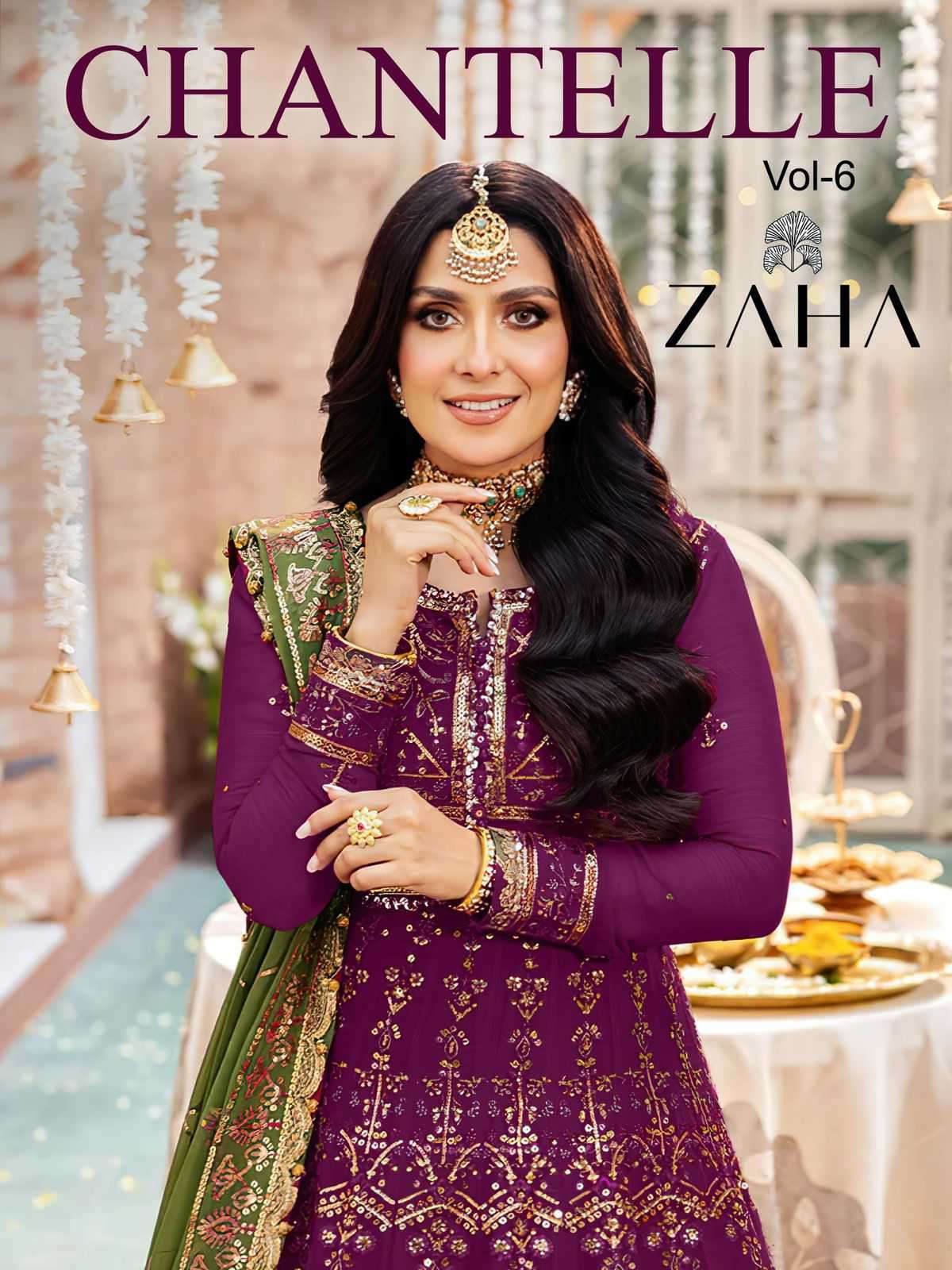 ZAHA CHANTELLE VOL 6  PARTYWEAR PAKISTANI SUIT SUPPLIER IN SURAT 2024
