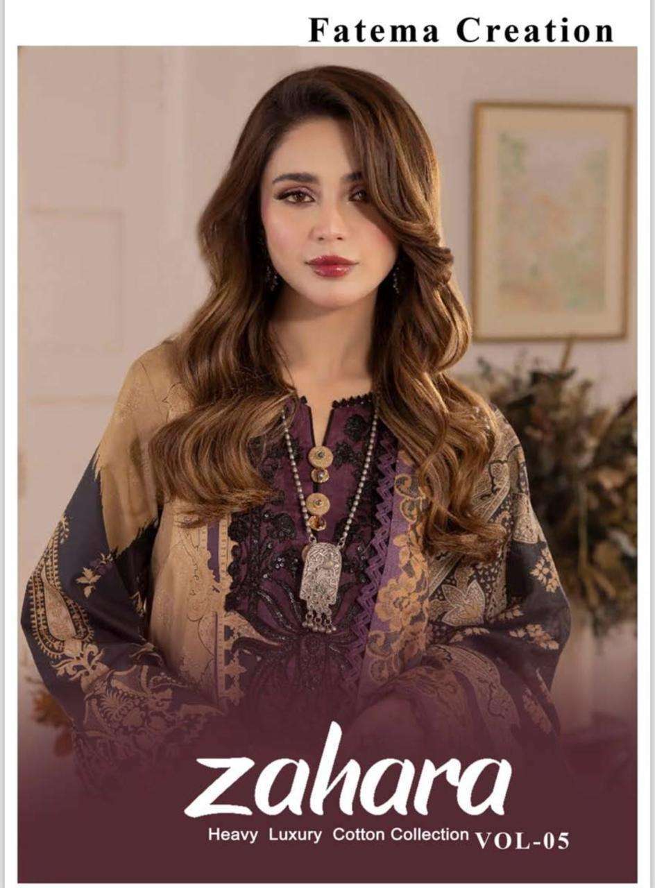 FATEMA CREATION ZAHARA VOL 5 COTTON DRESS MATERIAL SUPPLIER BEST RATE IN SURAT 2024