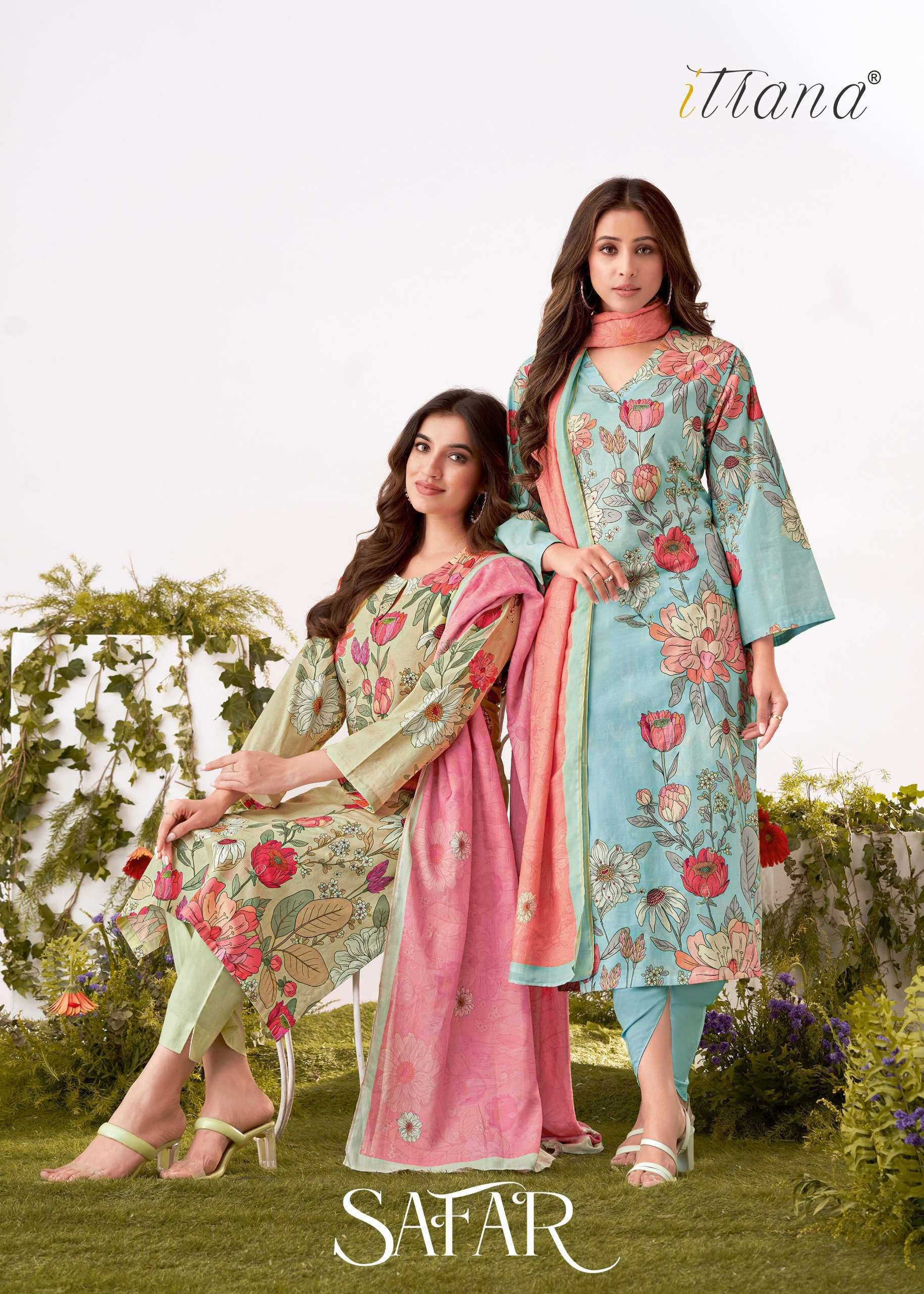 ITRANA SAFAR FLOWER PRINT LADIES CATALOG DEALER IN SURAT 2024