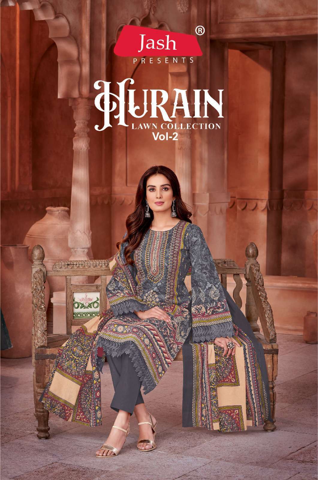 JASH PRESENT HURAIN VOL 2 PRINTED LAWN COTTON DRESS SUPPLIER IN SURAT 2024