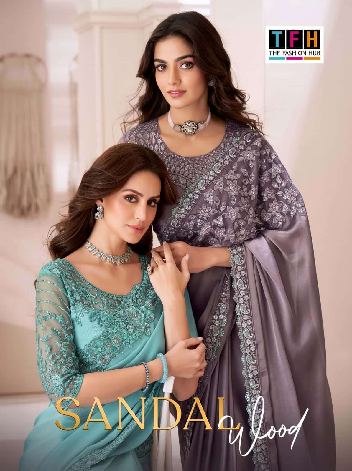 TFH SANDALWOOD 13TH EDITION PARTYWEAR STYLE DESIGNER SAREE WHOLESALER 