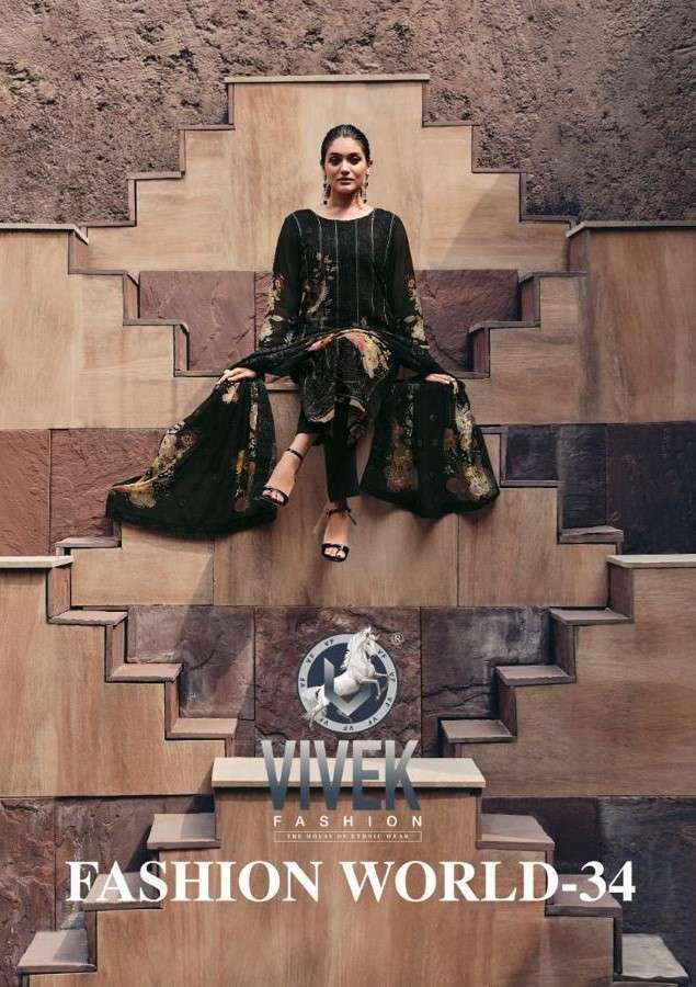 VIVEK FASHION FASHION WORLD VOL 34 DESIGNER GEORGETTE LATEST SUIT EXPORTER IN SURAT 