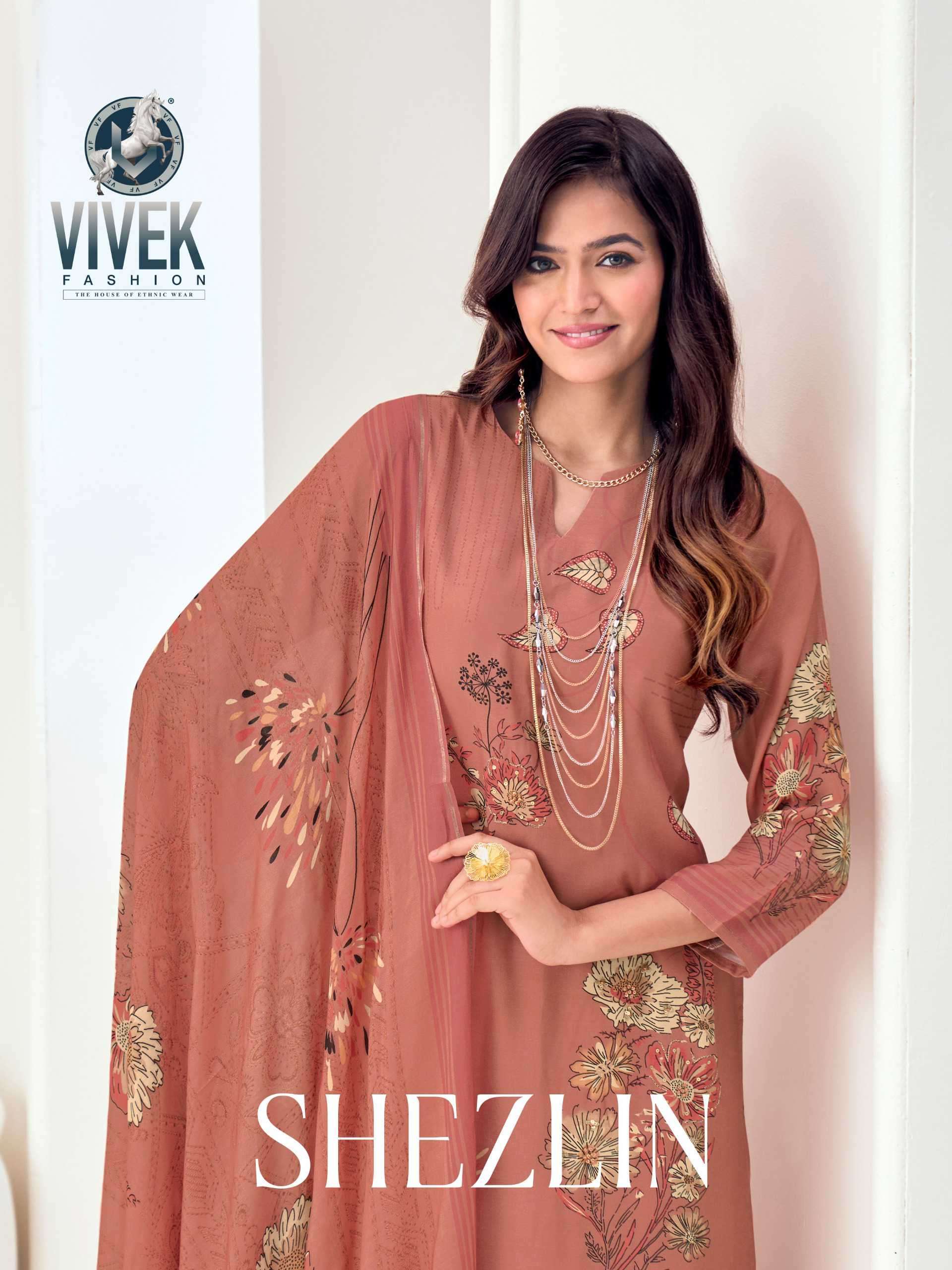 VIVEK FASHION SHEZLIN PURE MUSLIN FANCY LADIES SUIT COLLECTION WHOLESALER IN INDIA