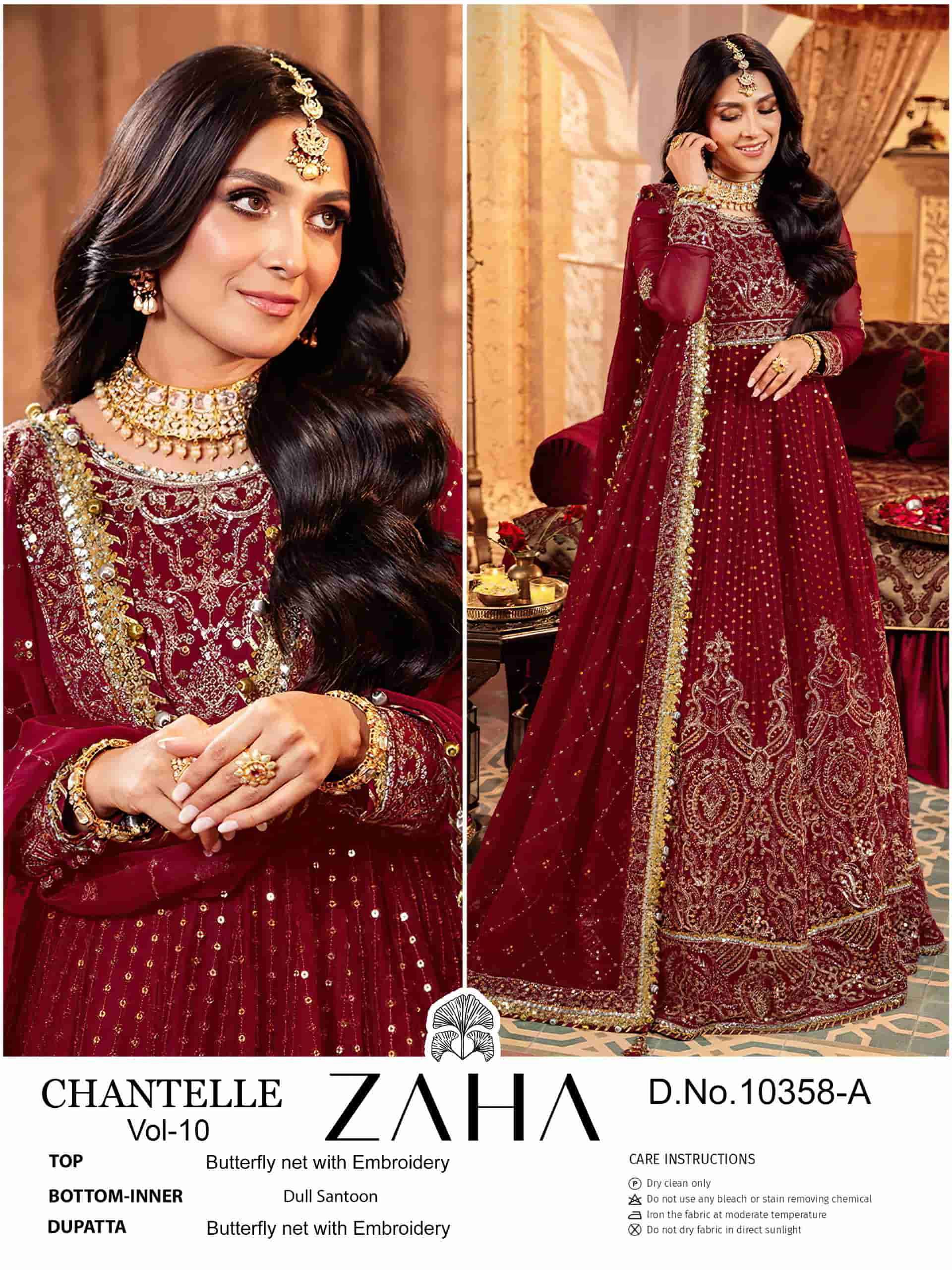 ZAHA CHANTELLE VOL 10 FESTIVE WEAR STYLE DESIGNER PAKISTANI SUIT SUPPLIER IN SURAT 2024